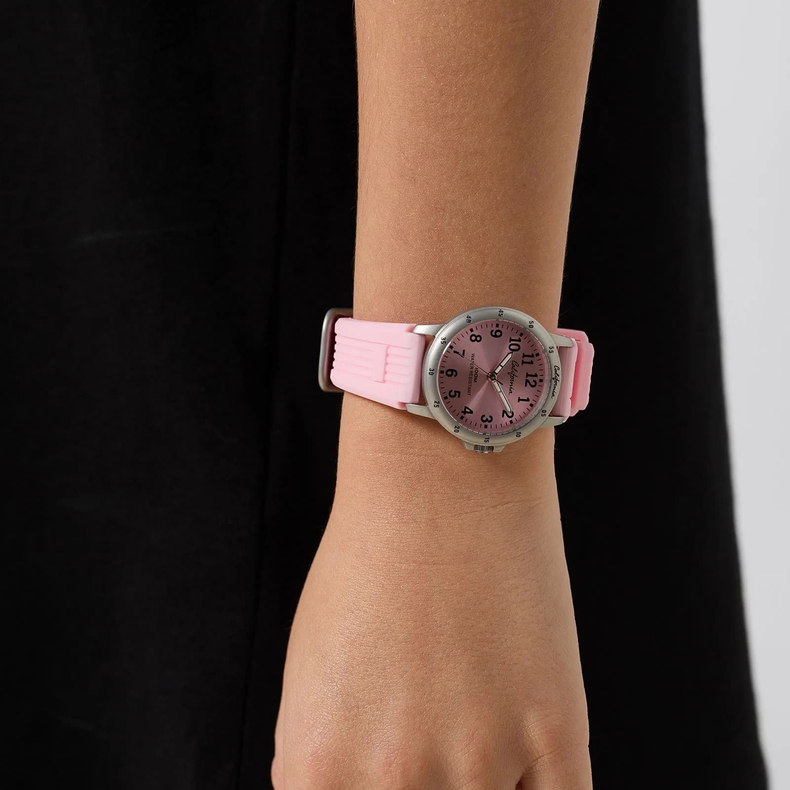 California barnklocka - gummiband, rosa, 28 mm 2