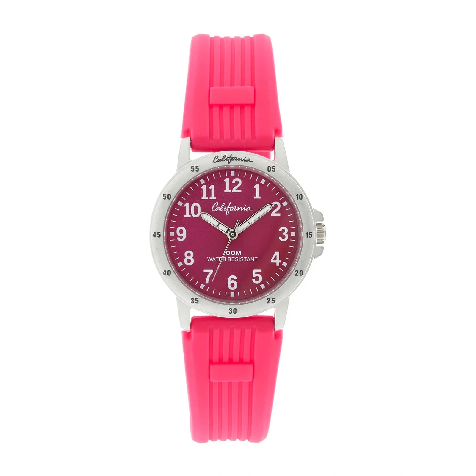 California barnklocka - gummiband, rosa, 28 mm