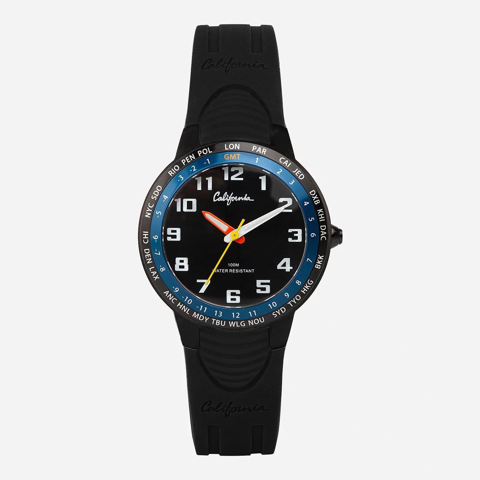 California barnklocka - gummiband, svart, 34 mm