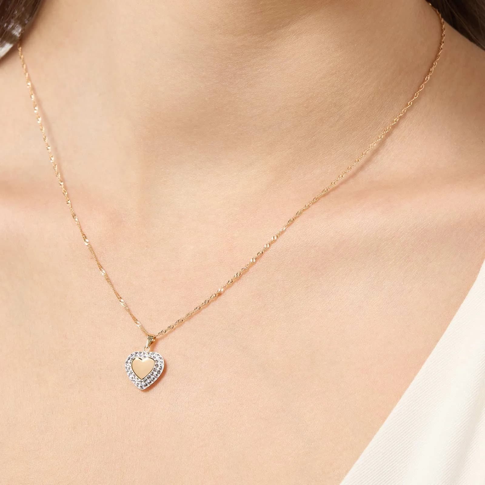 Halsband 18k guld - Singapore med hjärta, 42cm 2