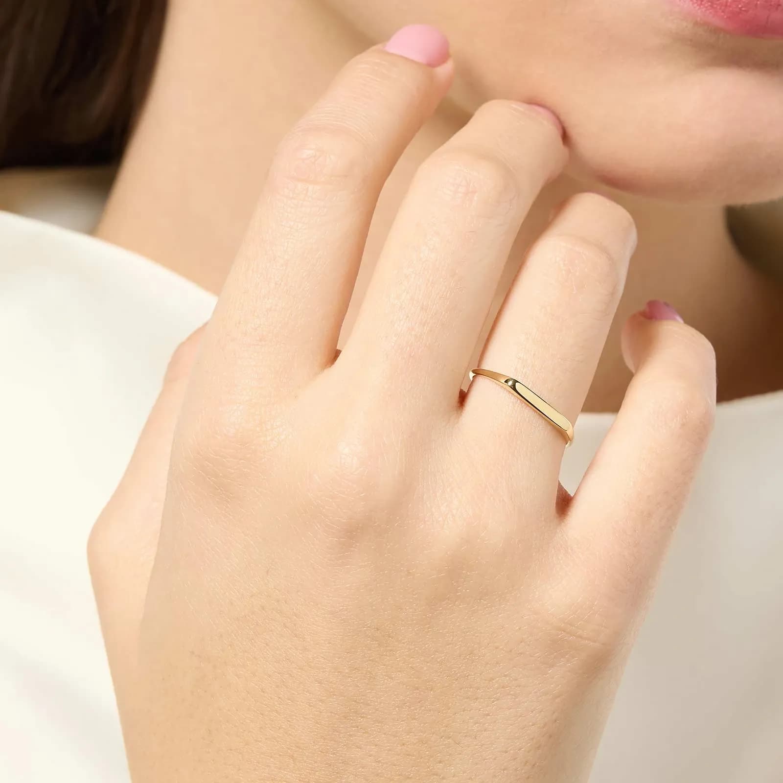 Smal ring 18k guld - platt bar 2