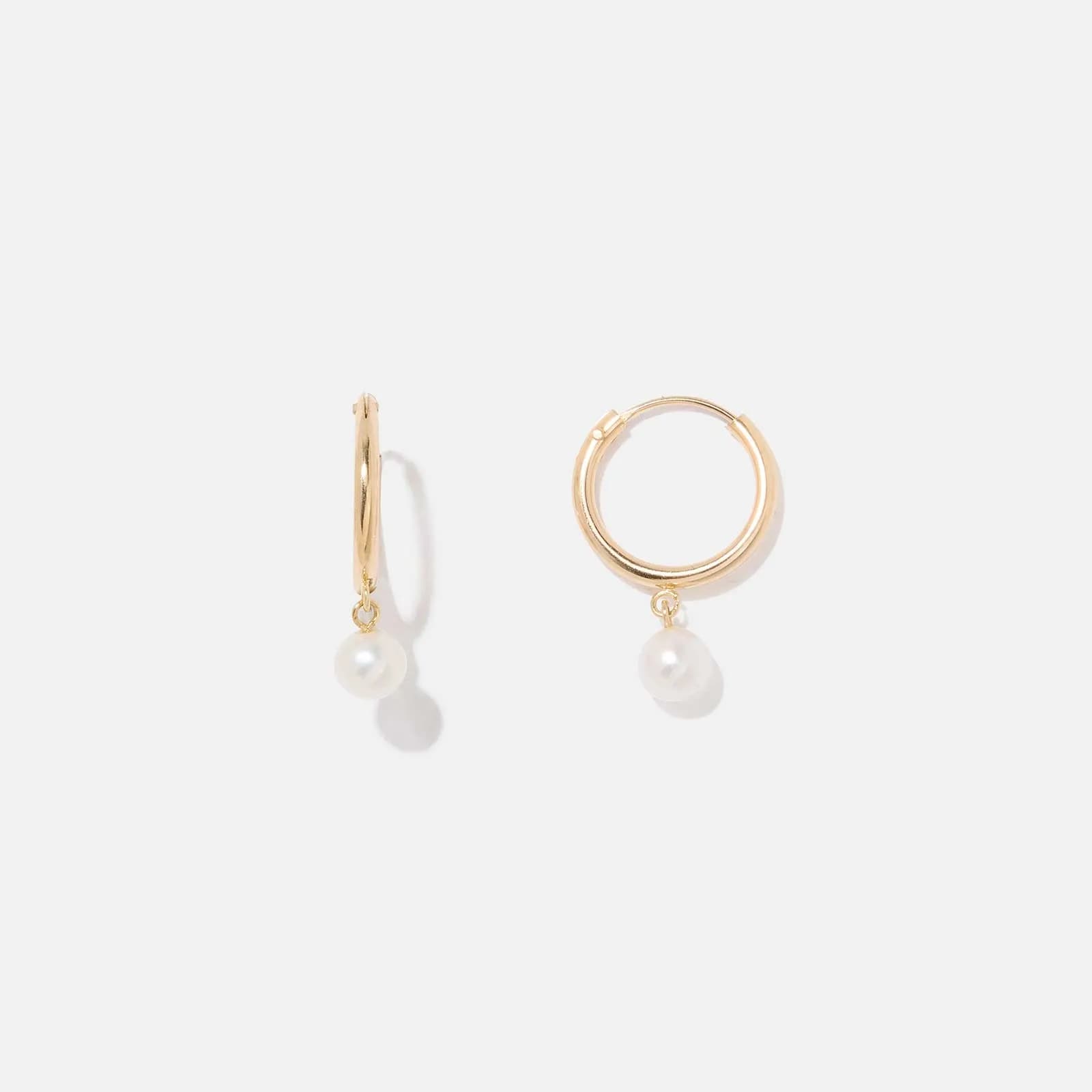 Örhängen 18k guld - Hoops med pärla, 12mm