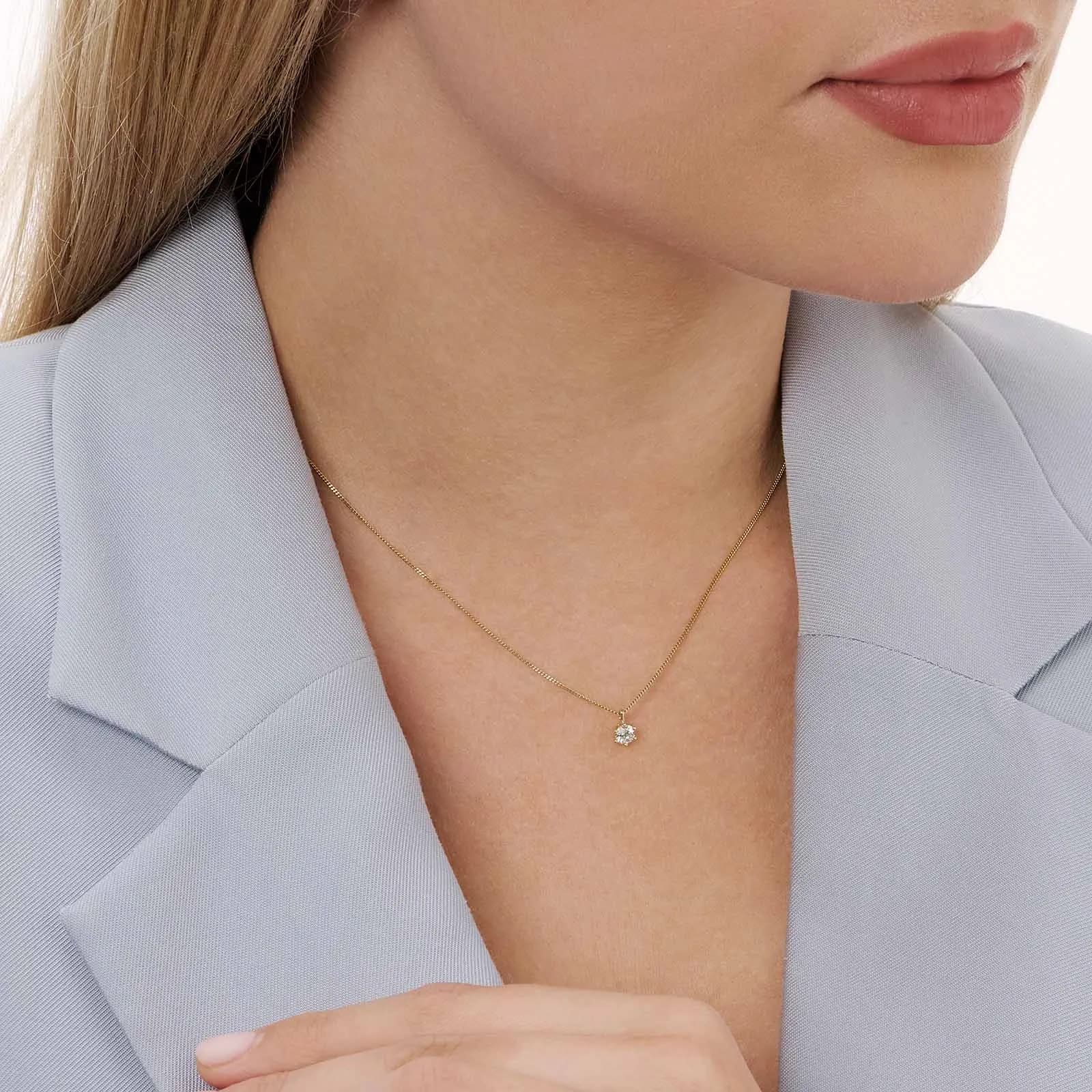 Halsband 18k guld med 0,3 ct labbodlad diamant - 42+3cm 2
