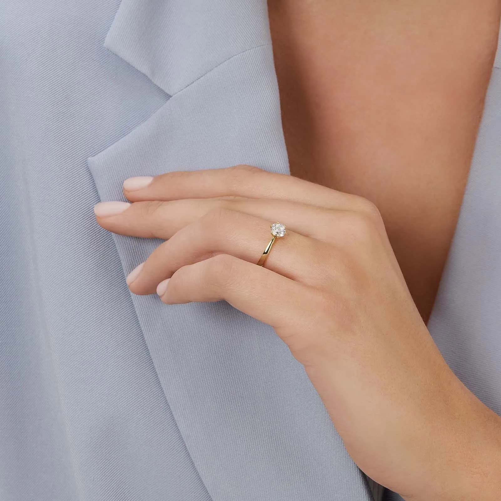 Solitärring 18k guld med 0,7 ct labbodlad diamant 3