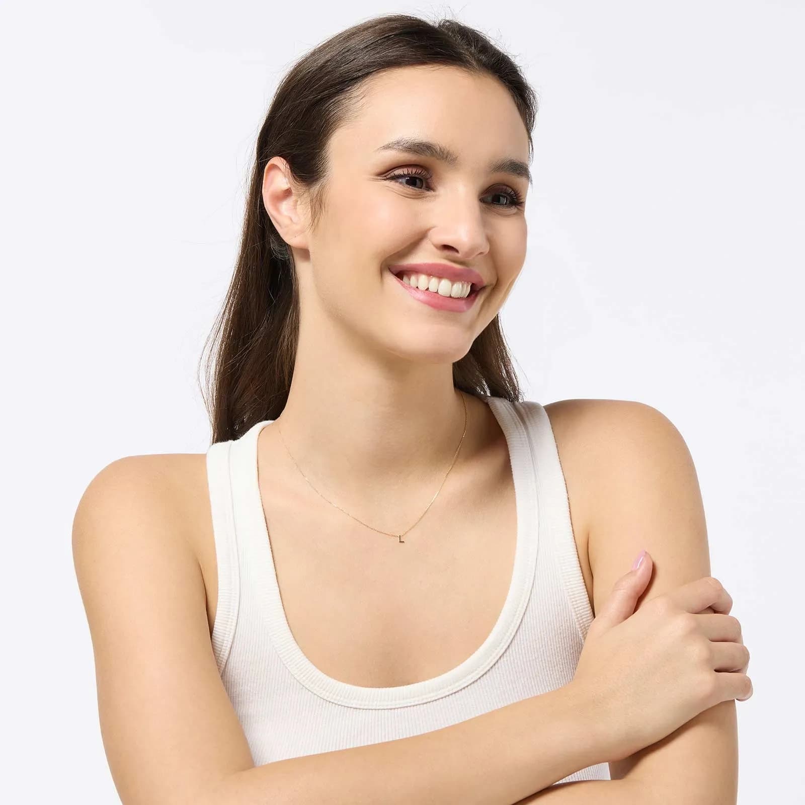 Halsband 9k guld - bokstav L, 43cm 3
