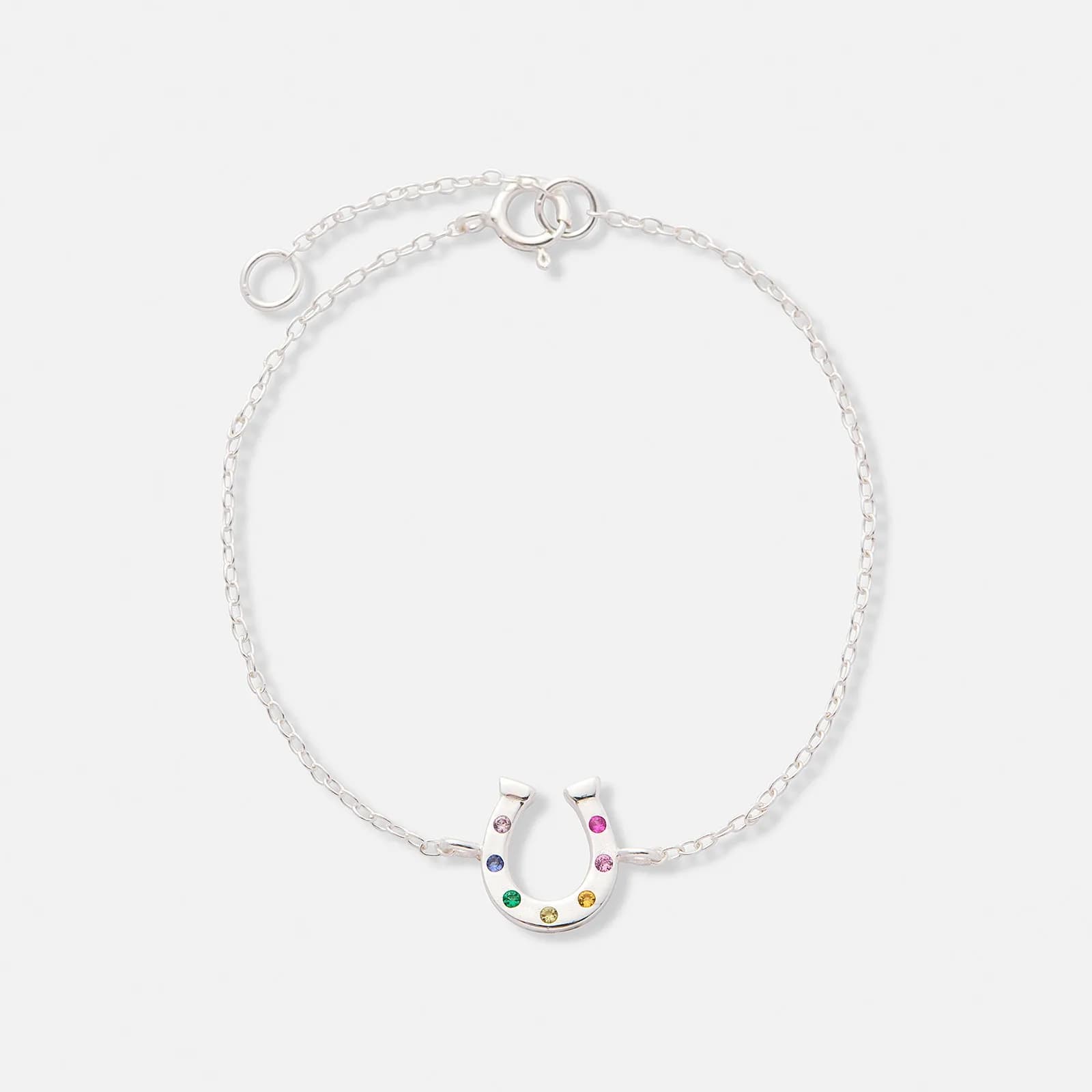 Silverarmband för barn, hästsko färgade stenar - 13+3cm 1