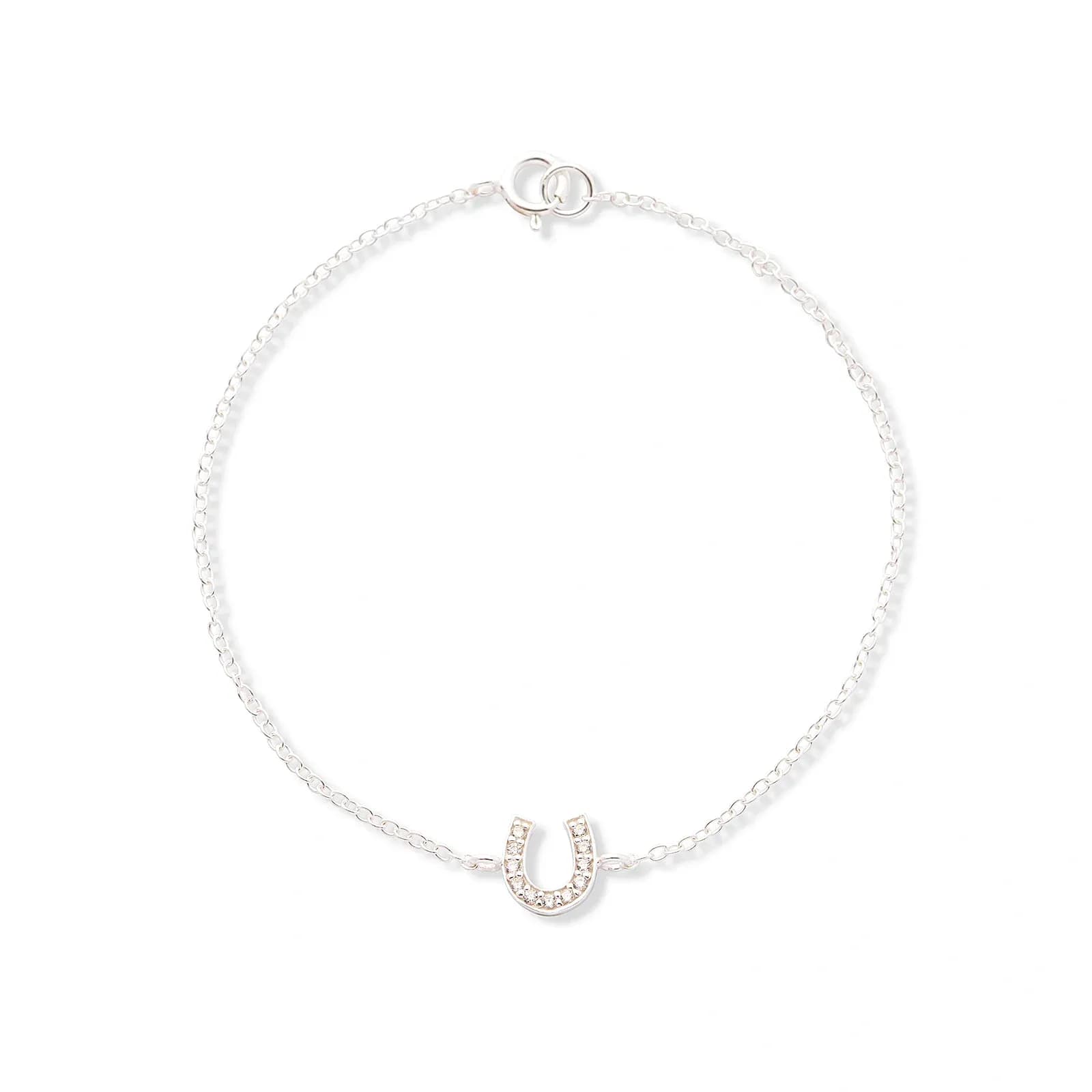 Silverarmband för barn, hästsko vita stenar - 13+3cm