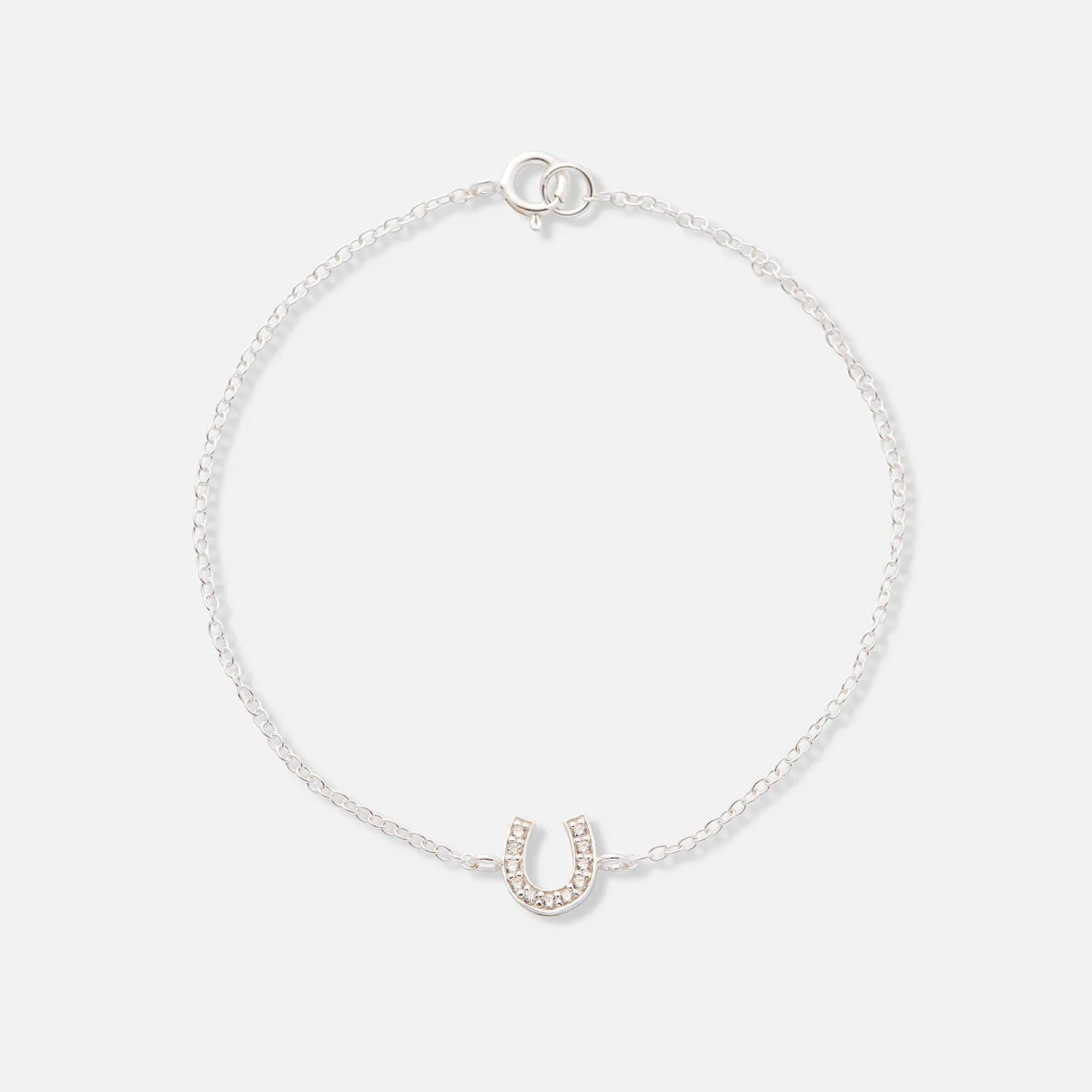Silverarmband för barn, hästsko vita stenar - 13+3cm