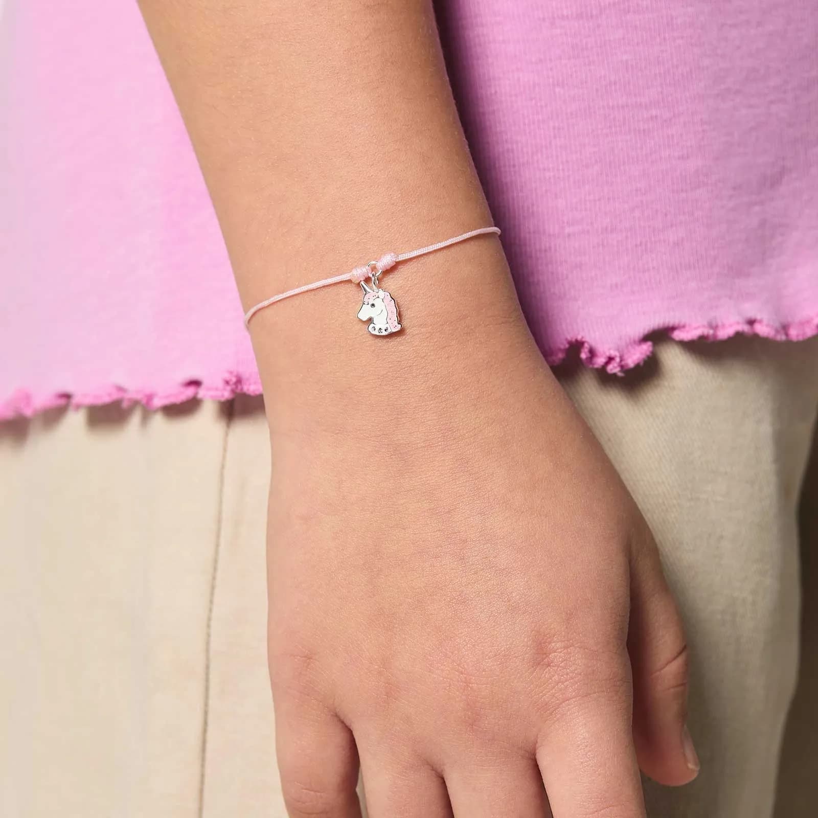 Rosa armband med berlock - enhörning - LML-B05 2