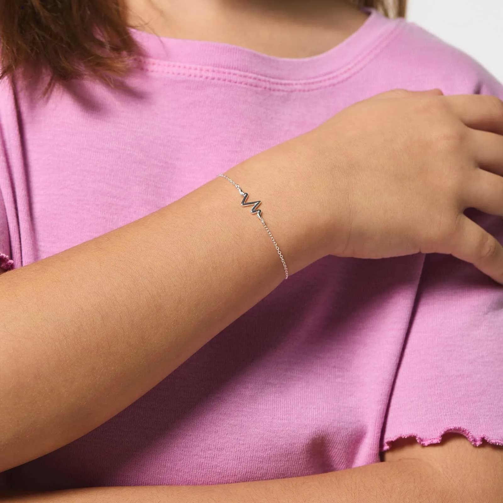 Silverarmband för barn - hjärtslag - LML-B06 2