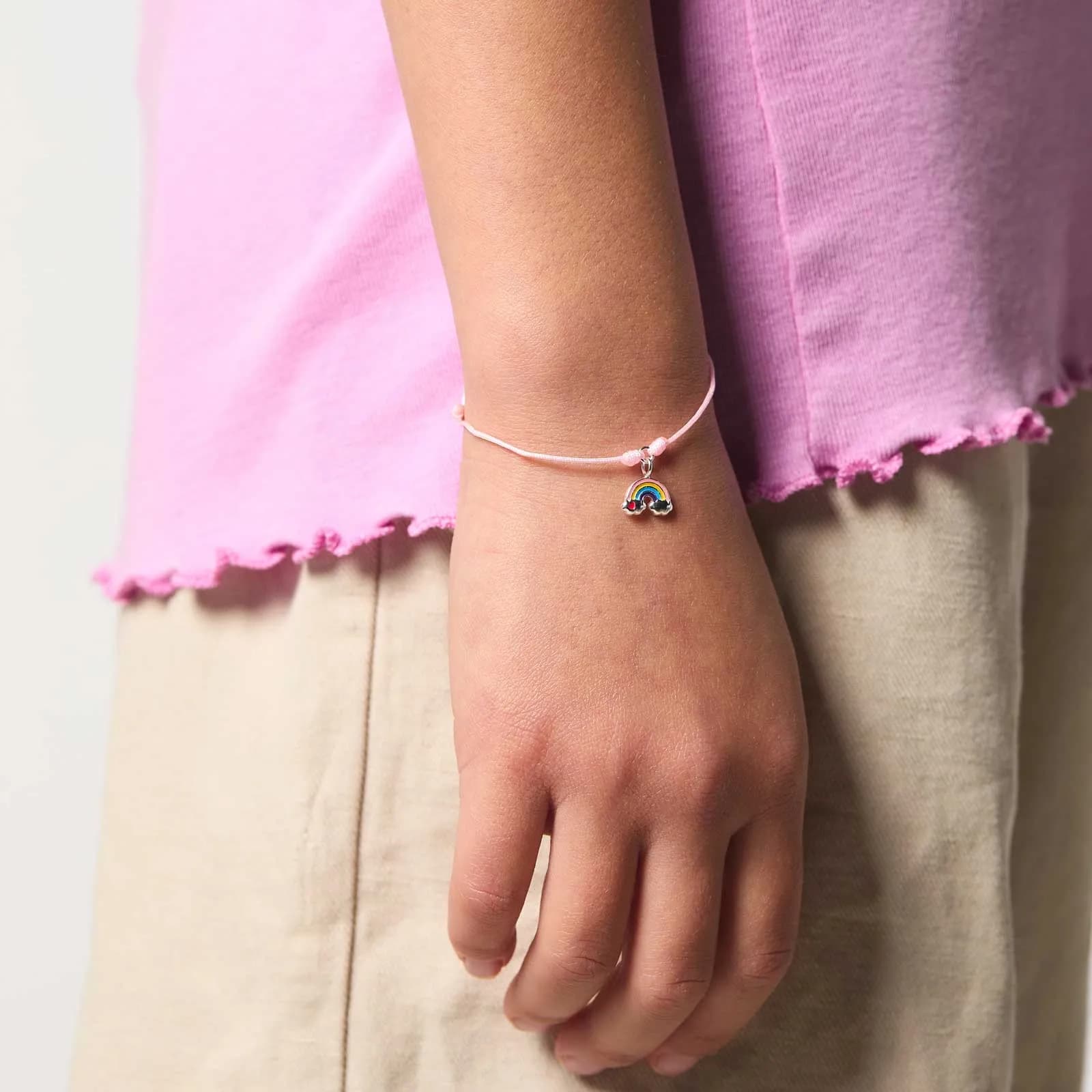 Rosa armband med berlock - regnbåge - LML-B07 2