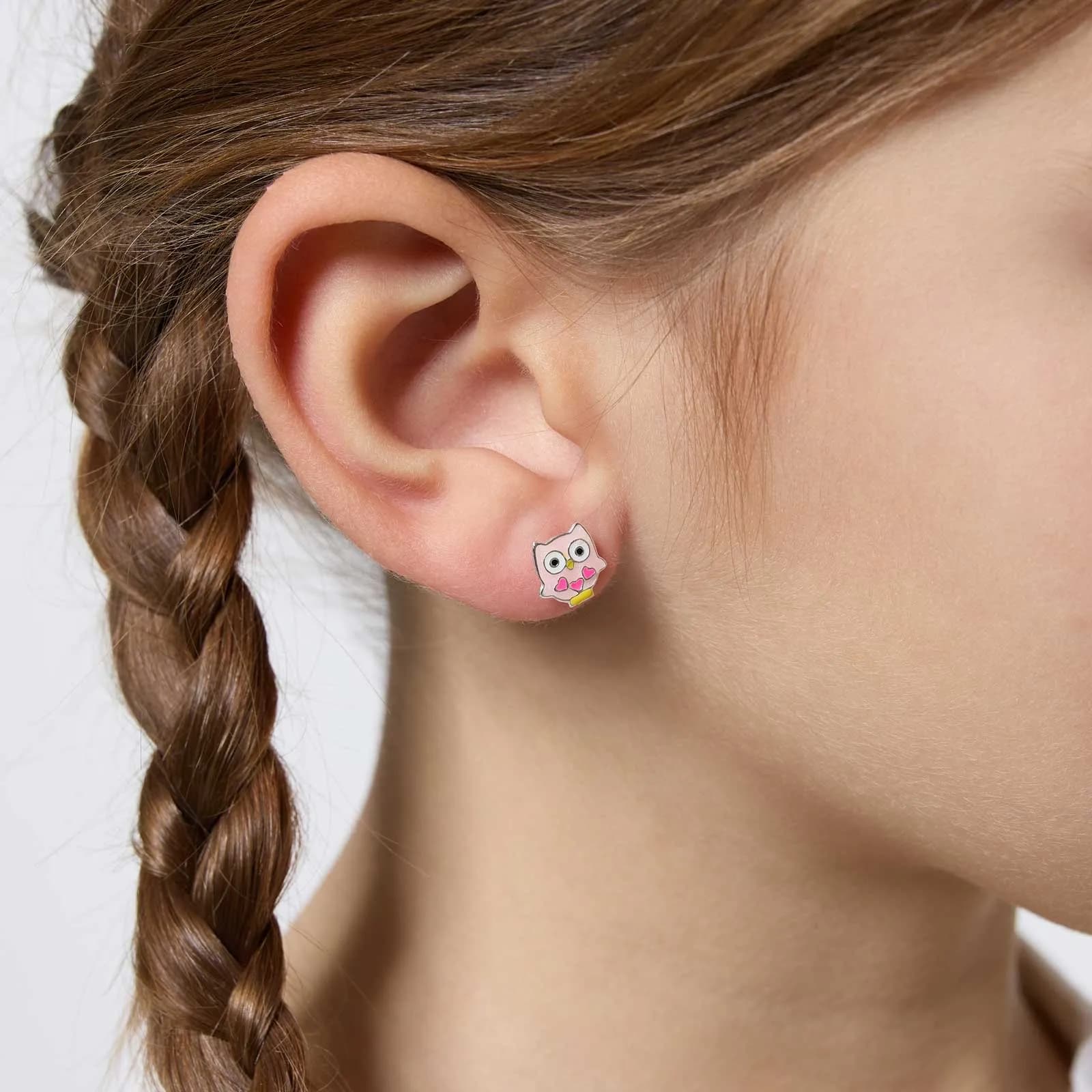 Silverörhängen barn - studs ugglor 2