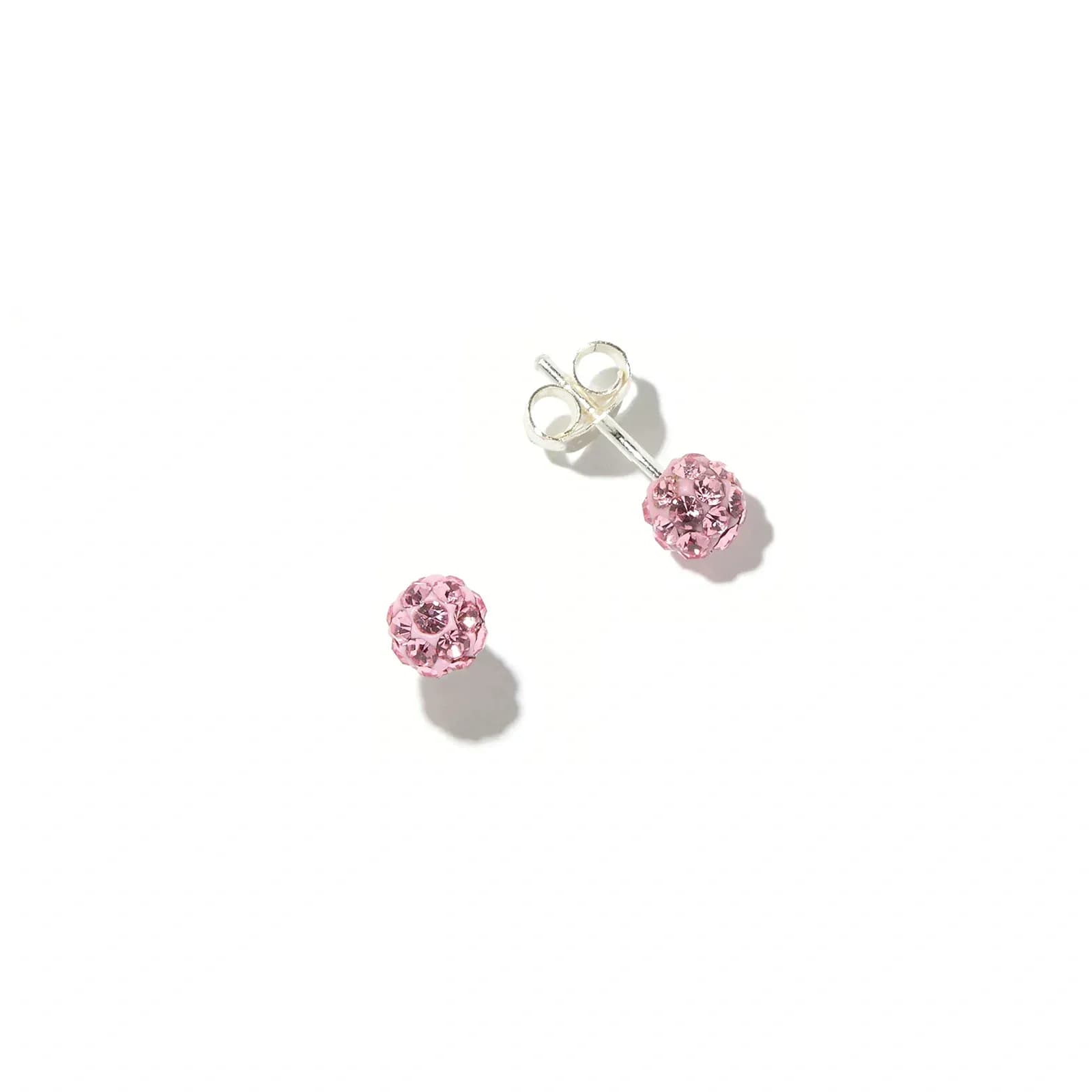 Silverörhängen för barn - rosa glitterboll