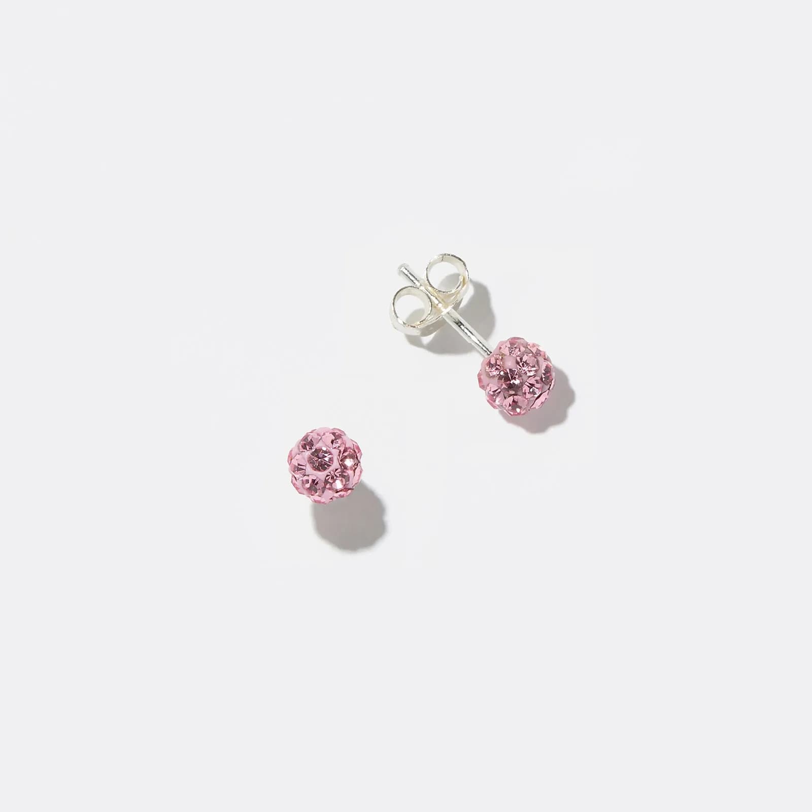 Silverörhängen för barn - rosa glitterboll