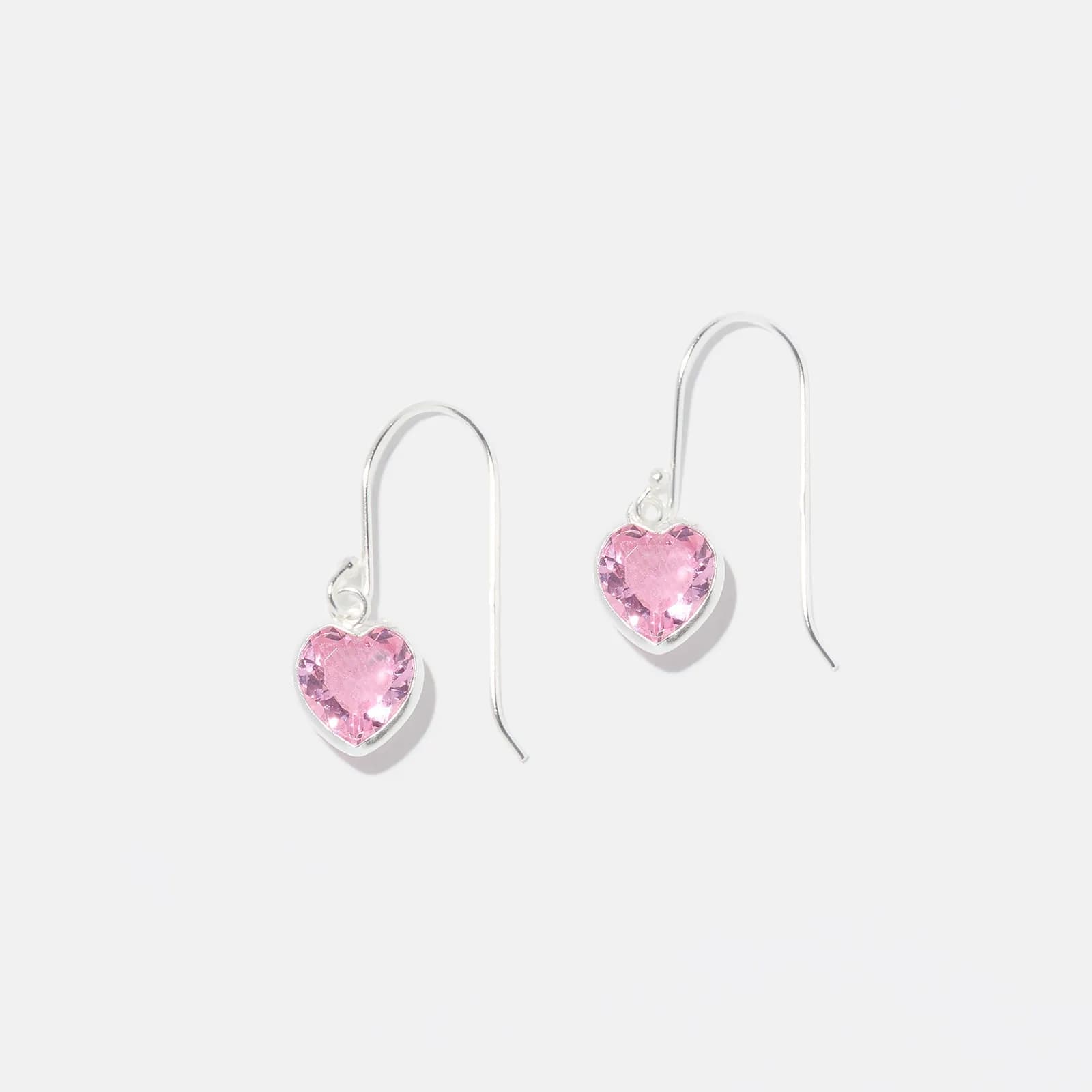 Silverörhängen för barn - hängande rosa hjärta