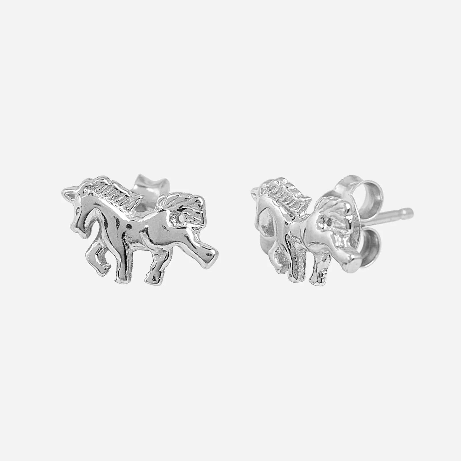 Silverörhängen för barn - studs hästar 8x6 mm