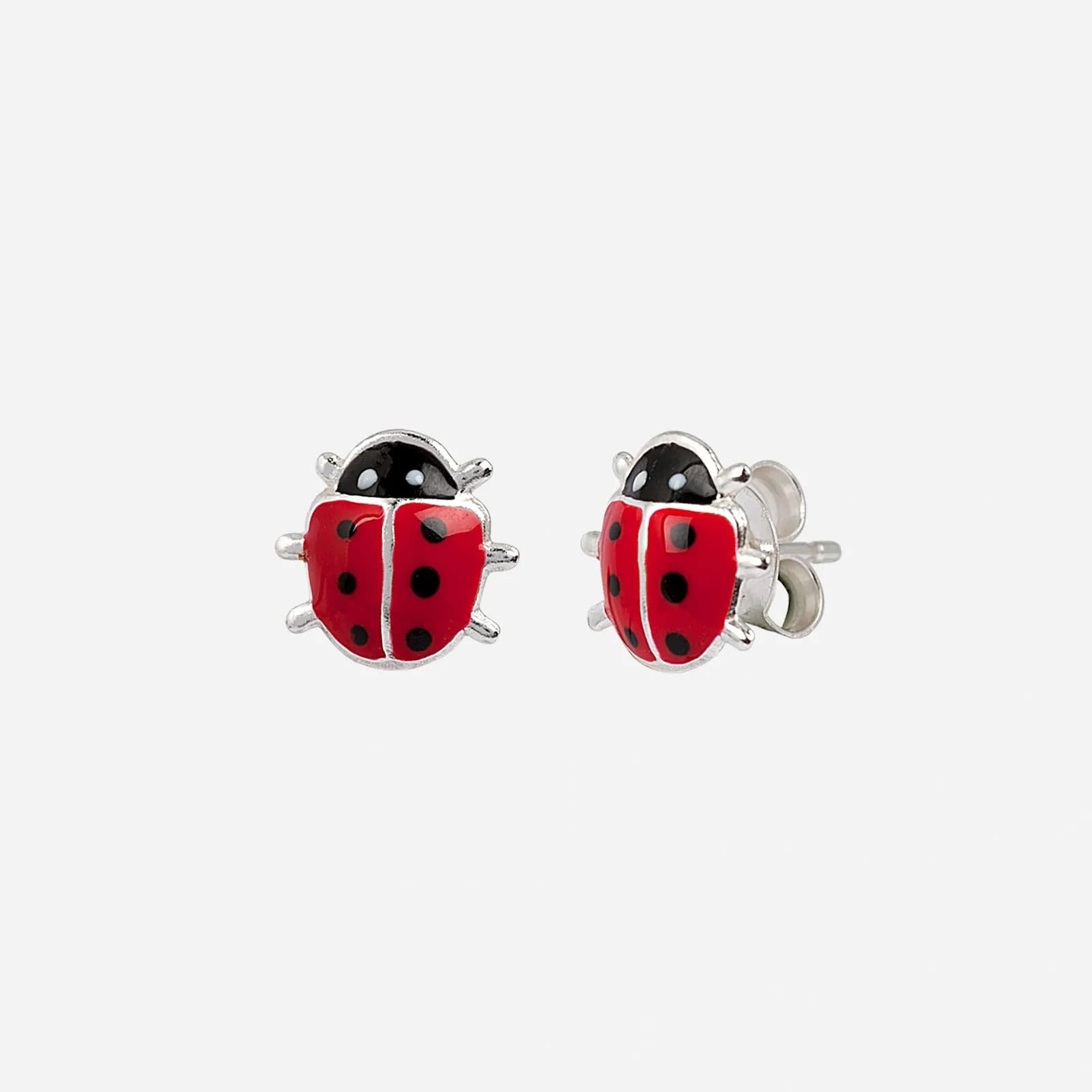 Silverörhängen för barn - studs nyckelpigor, 7x8 mm