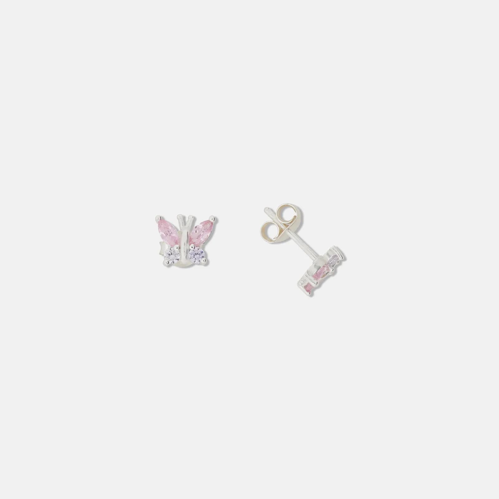 Silverörhängen för barn - rosa/lila fjärilar, 7x6 mm 1