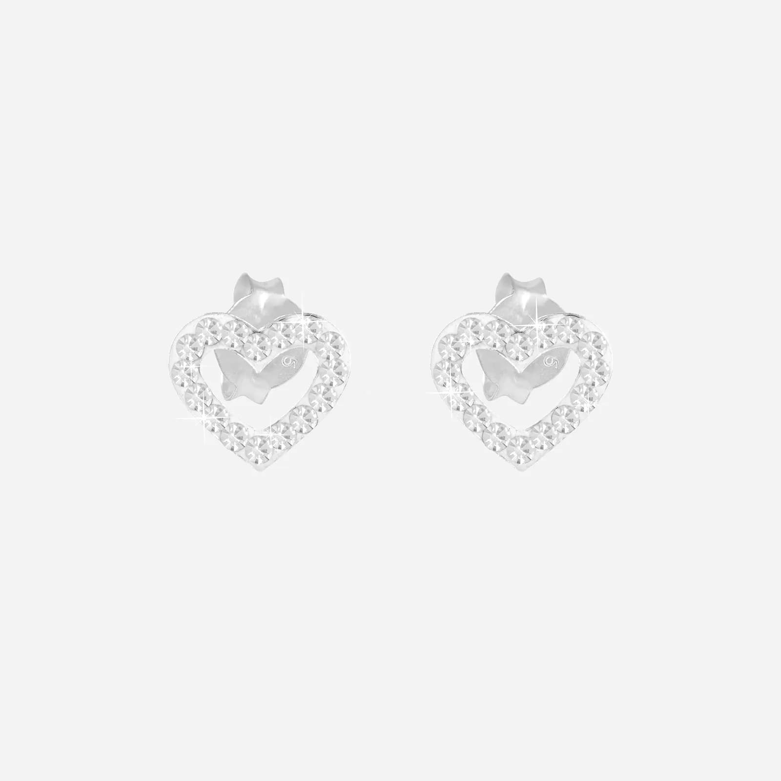 Silverörhängen för barn - studs, vita hjärtan, 10x12 mm