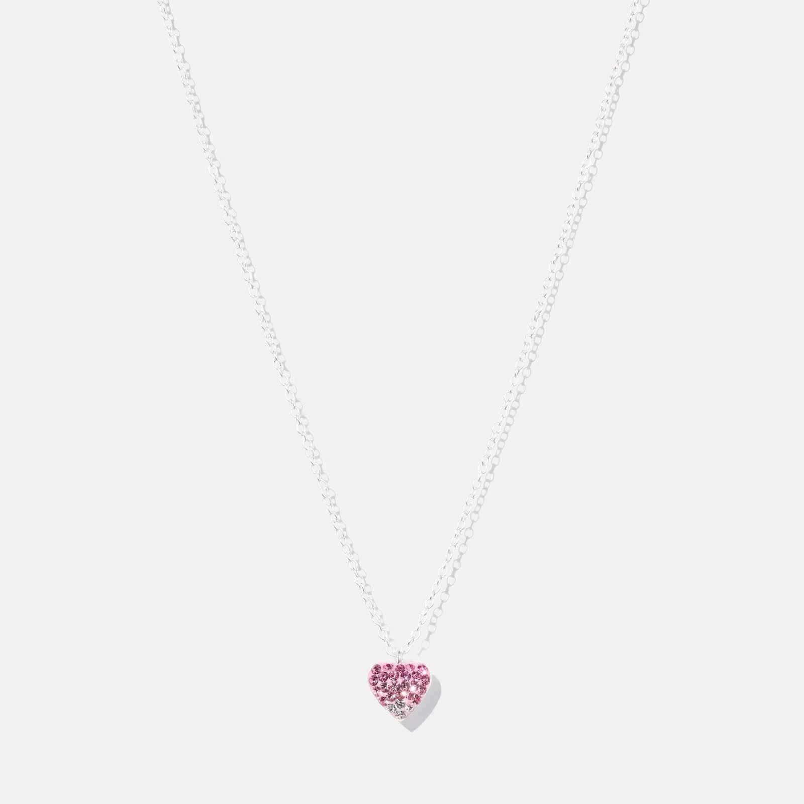 Silverhalsband för barn - hjärta, rosa/vita stenar, 36+2cm 1
