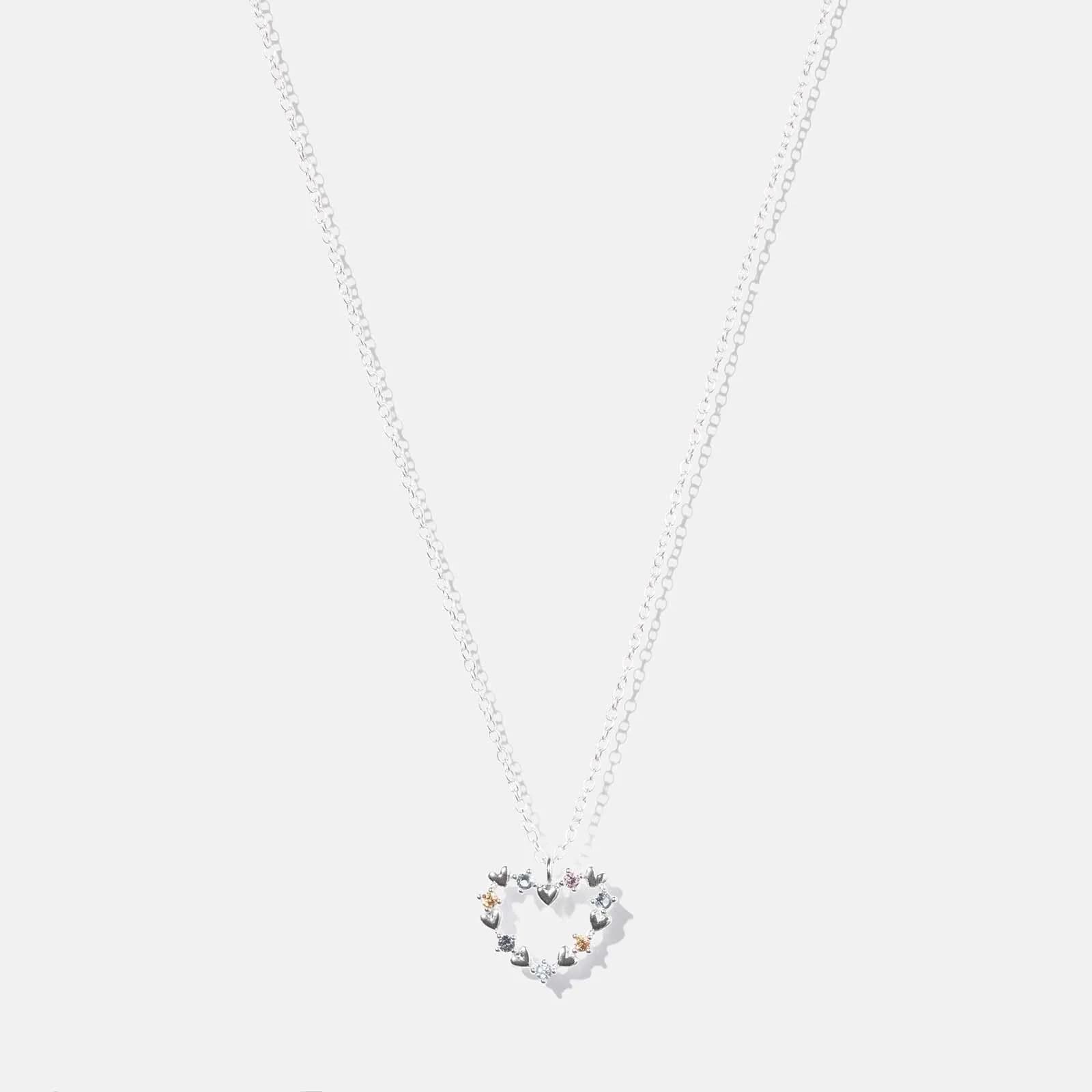 Silverhalsband för barn - hjärta stenar, 36+2cm 1