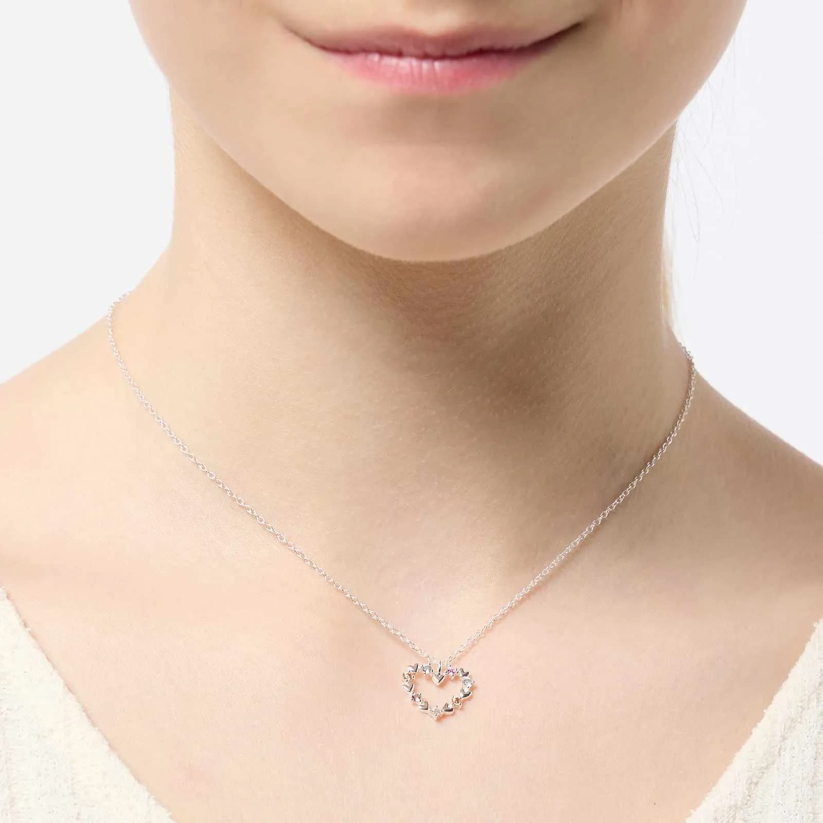 Silverhalsband för barn - hjärta stenar, 36+2cm 2