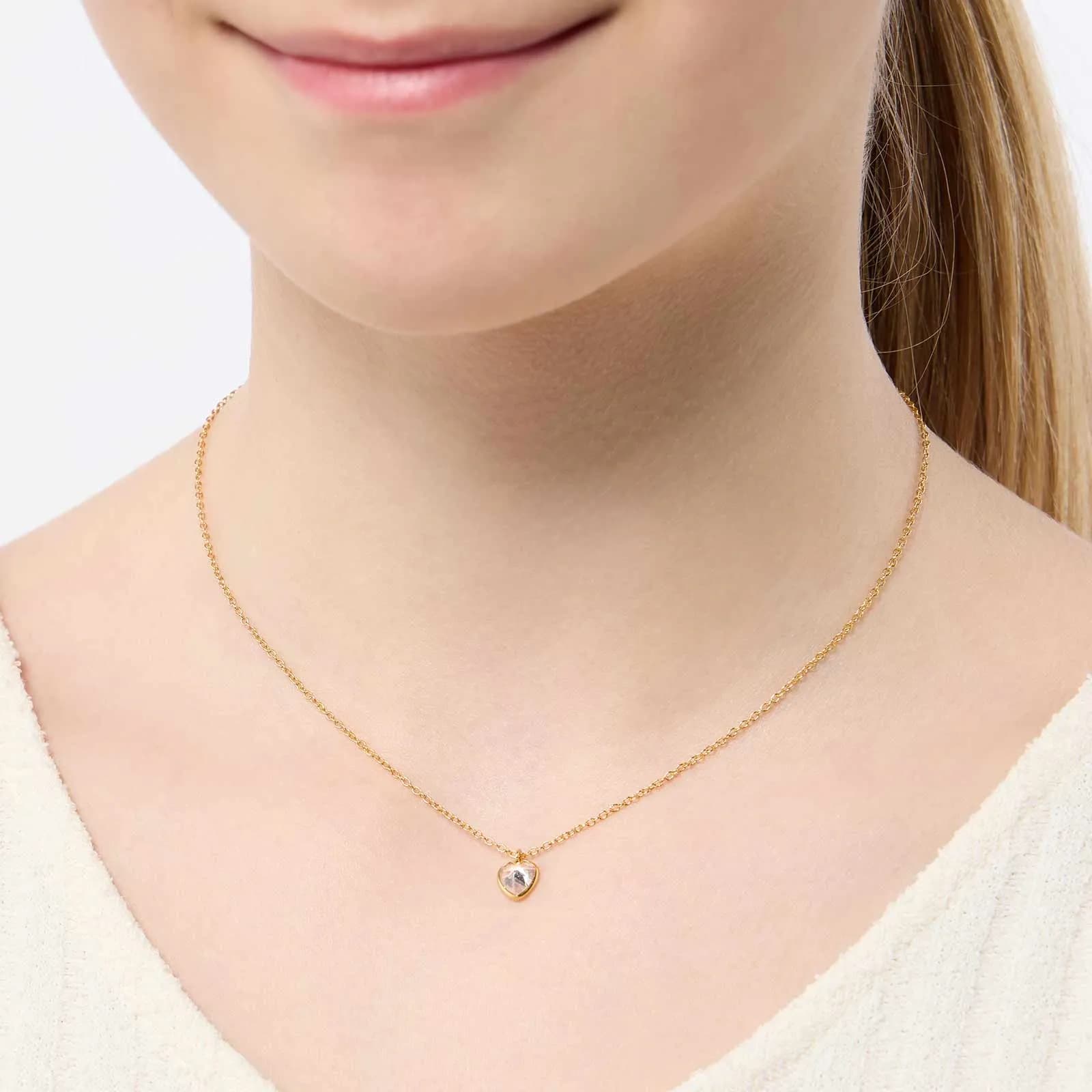 Guldpläterat silverhalsband för barn - vitt hjärta, 36+2cm 2