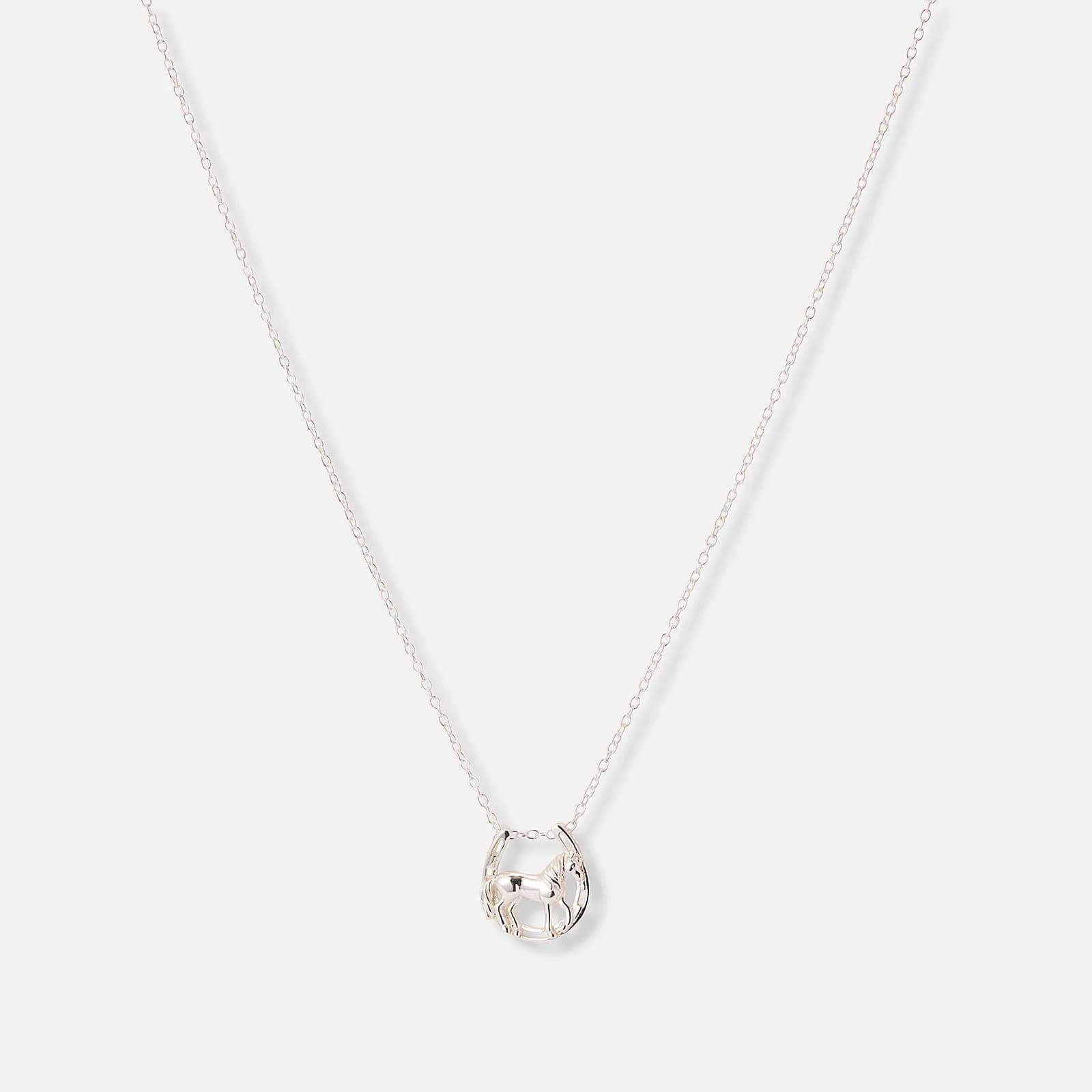 Silverhalsband för barn, häst & hästsko - 36+2cm 1