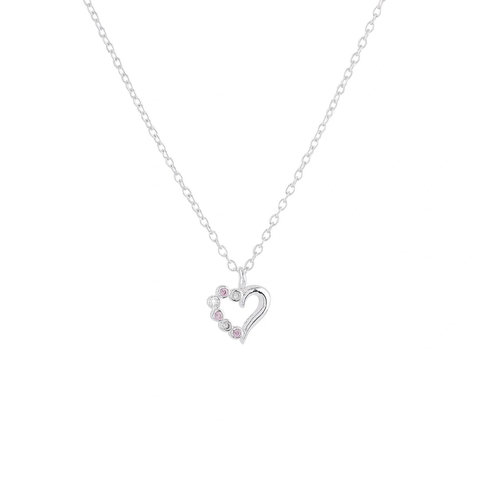 Silverhalsband för barn - hjärta med stenar, 36+2 cm