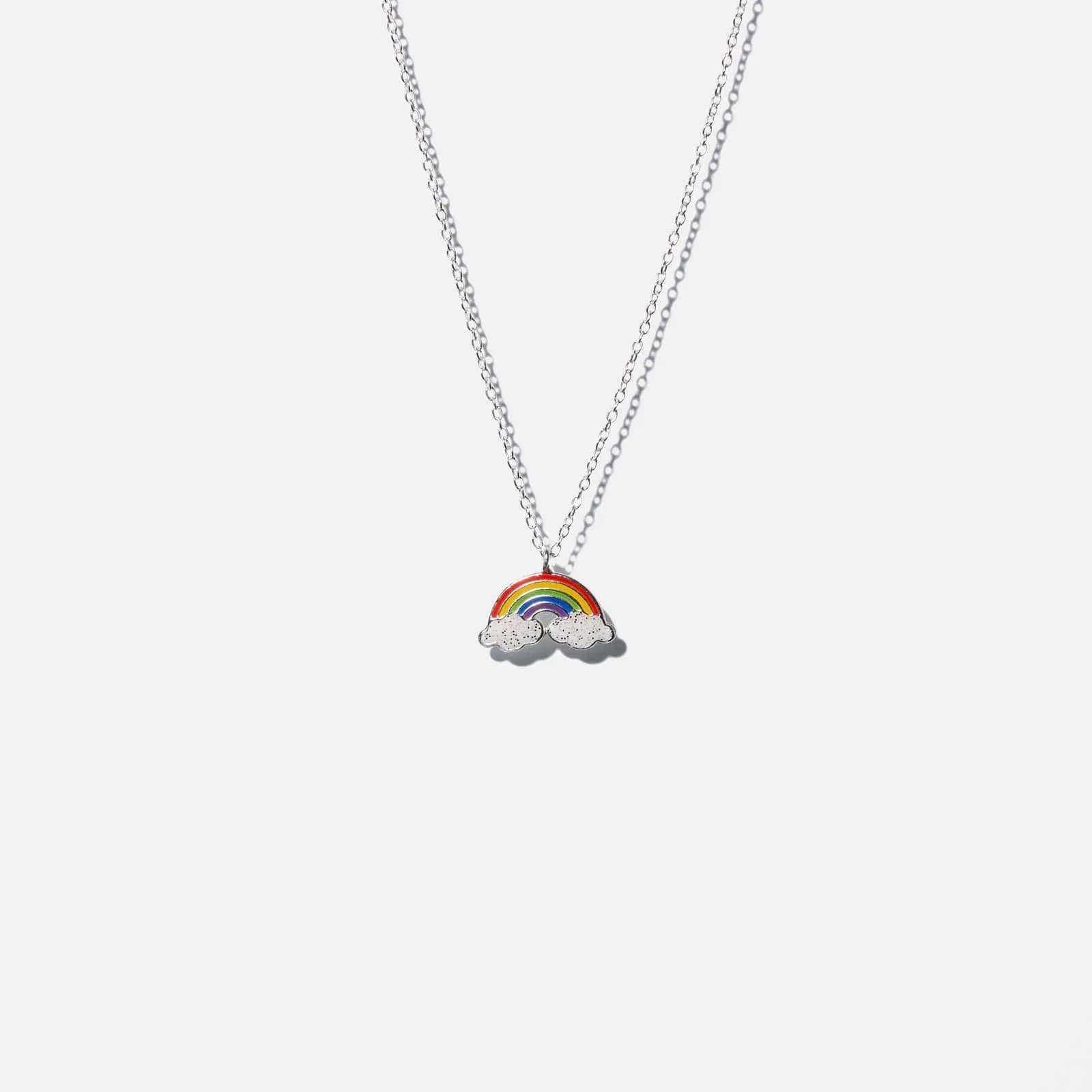 Silverhalsband för barn - regnbåge, 36+2cm 1