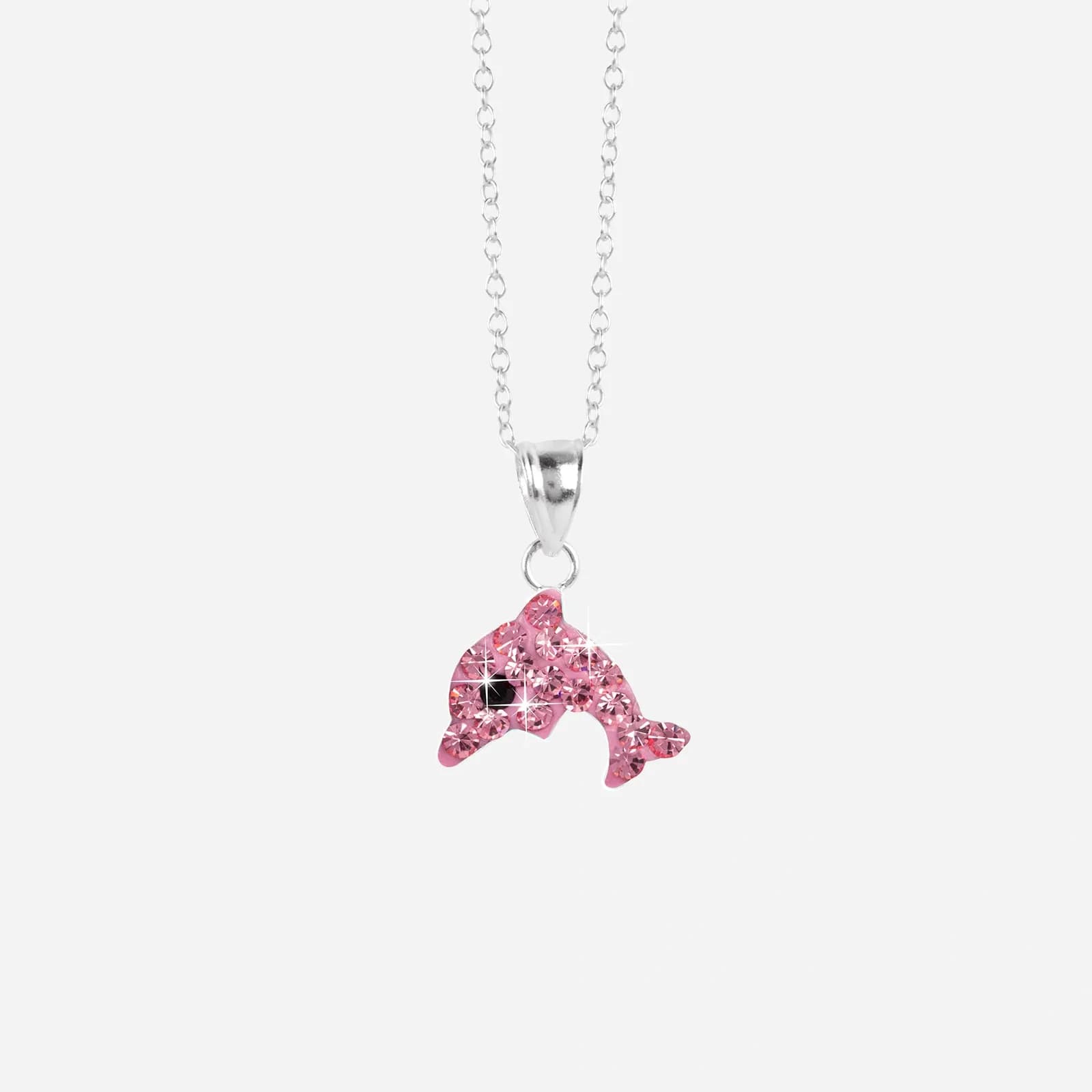 Silverhalsband för barn - rosa delfin, 36+2 cm