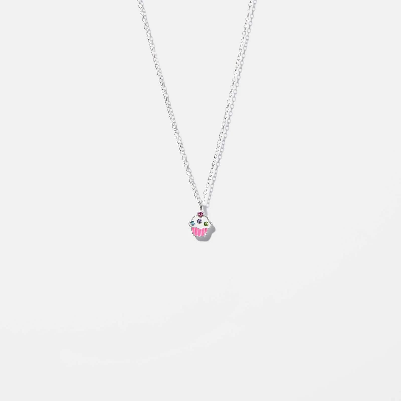 Silverhalsband för barn - cup cake, 36+2 cm