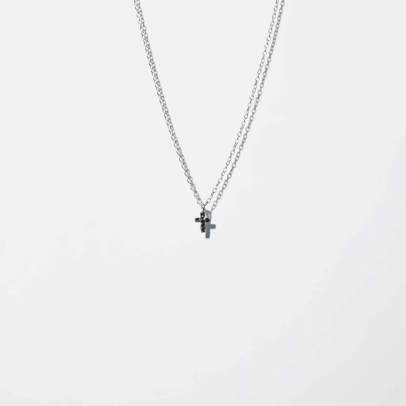 Silverhalsband för barn - svart kors, 36+2 cm 1