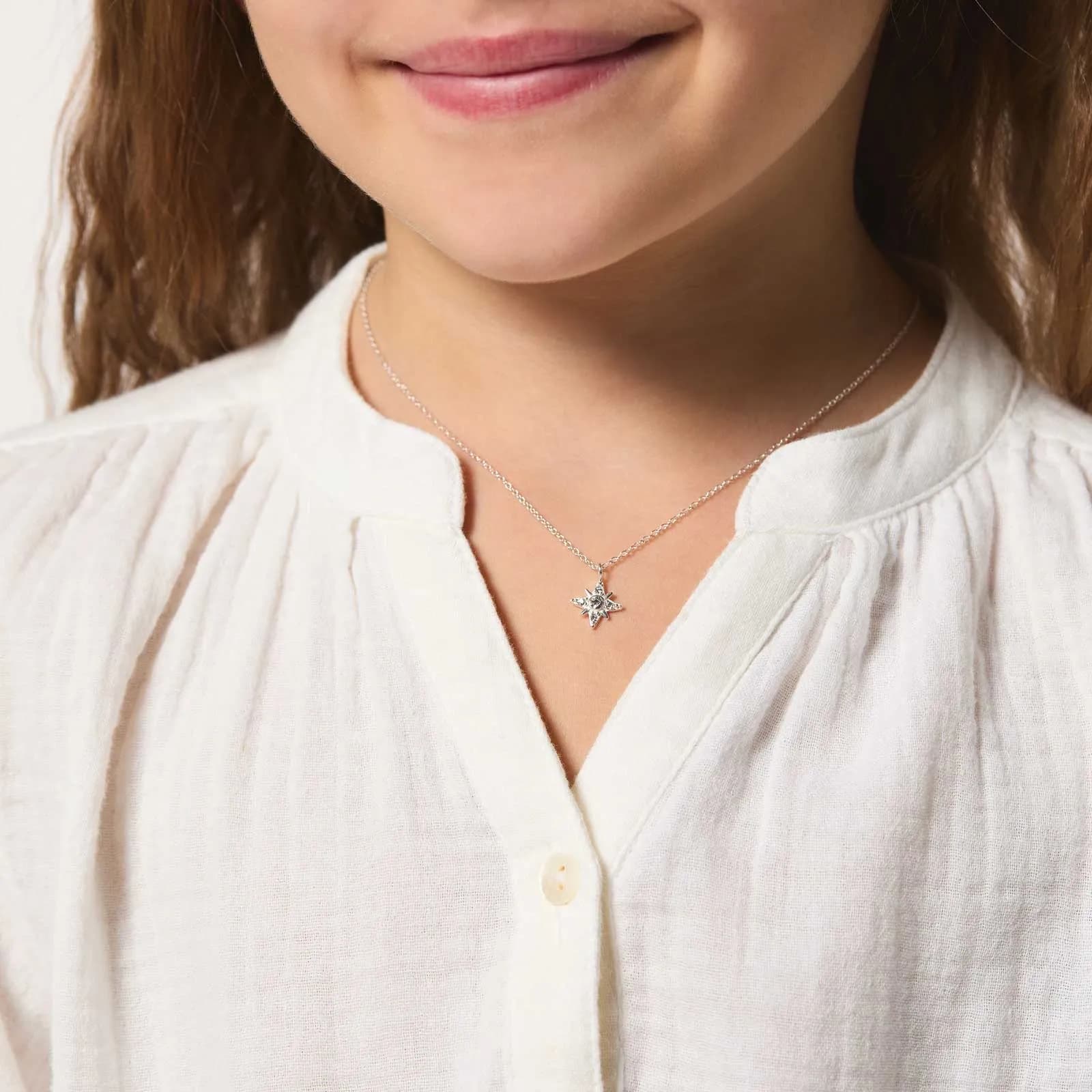 Silverhalsband för barn - stjärna, 36+2 cm 2