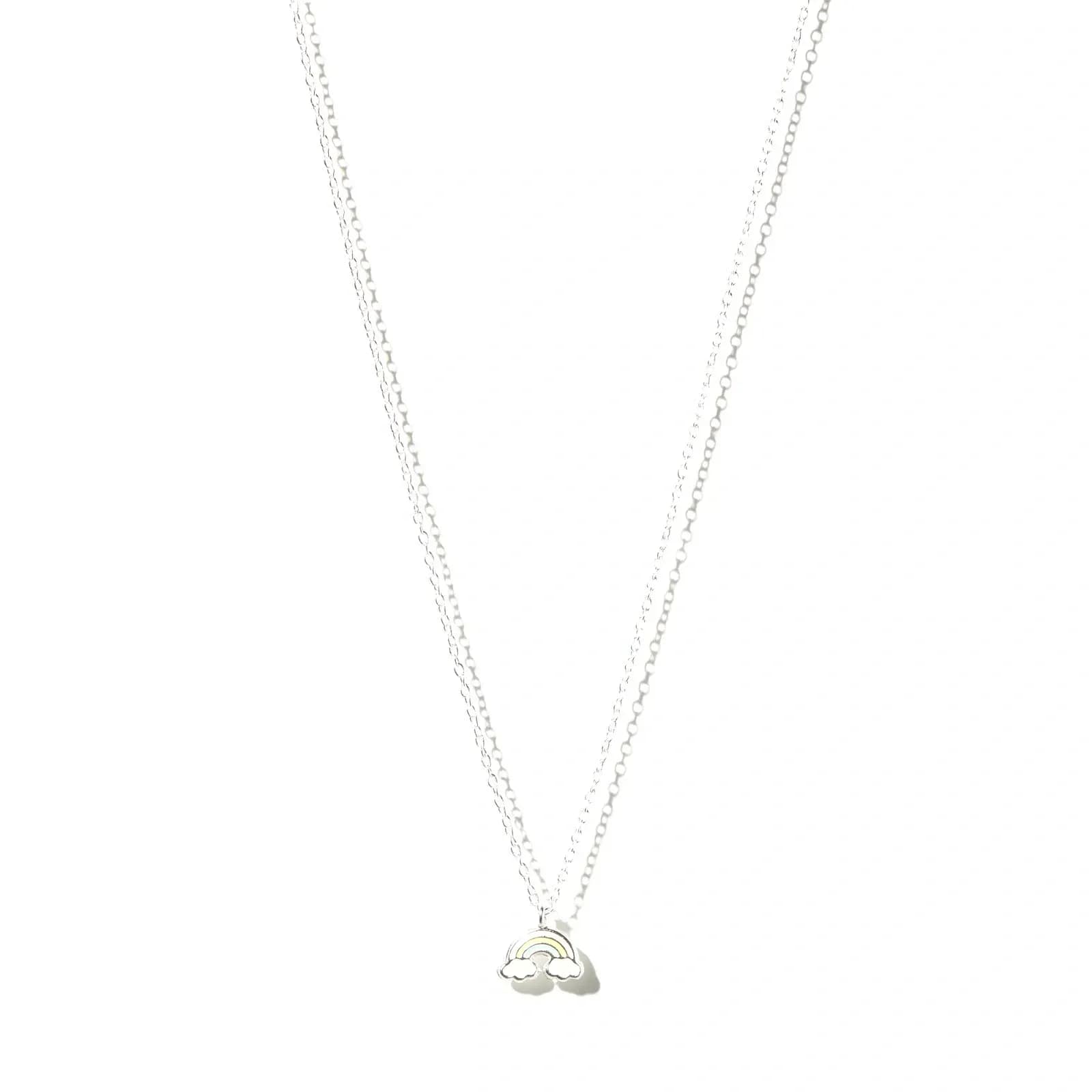Silverhalsband för barn - regnbåge, 36+3cm