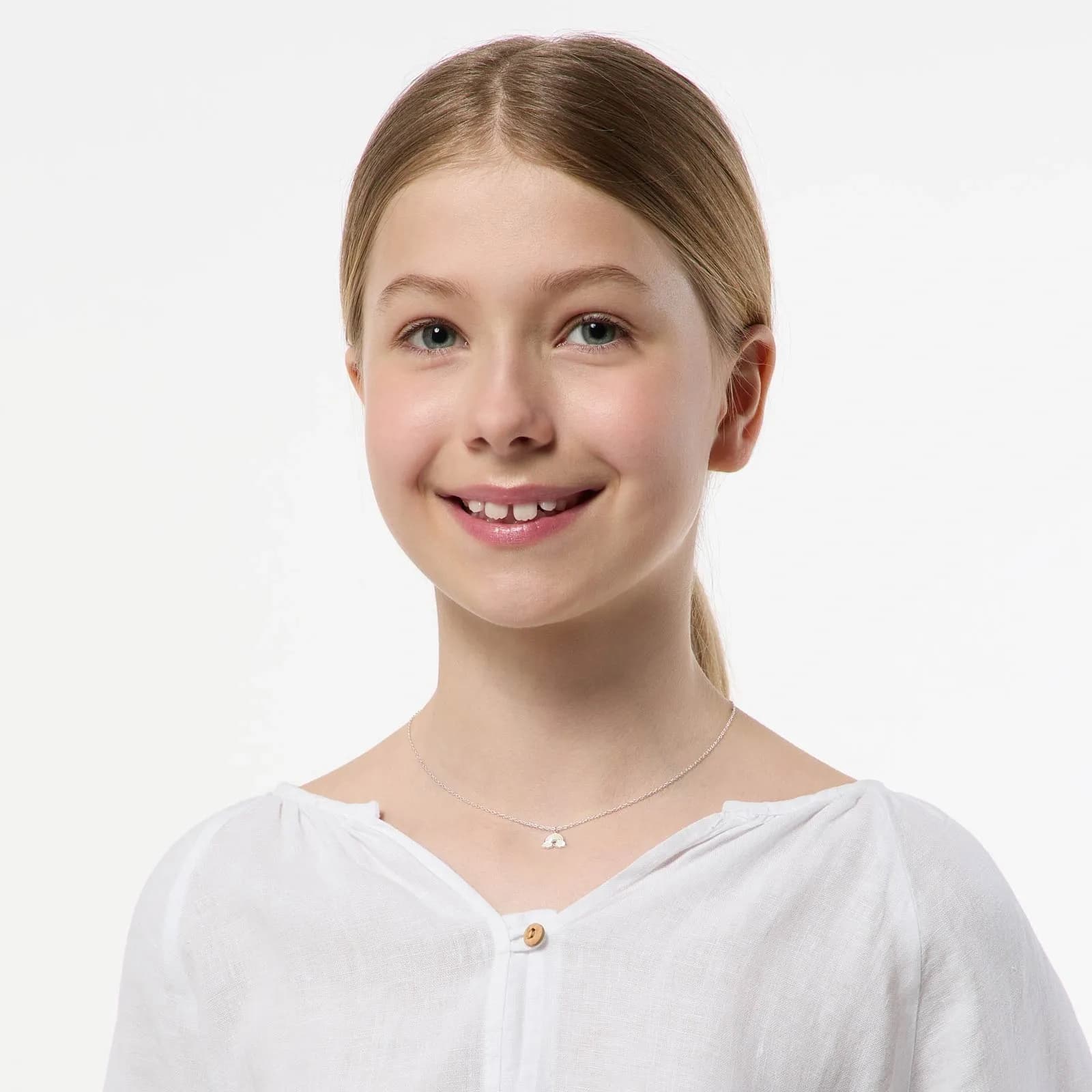Silverhalsband för barn - regnbåge, 36+3cm 3
