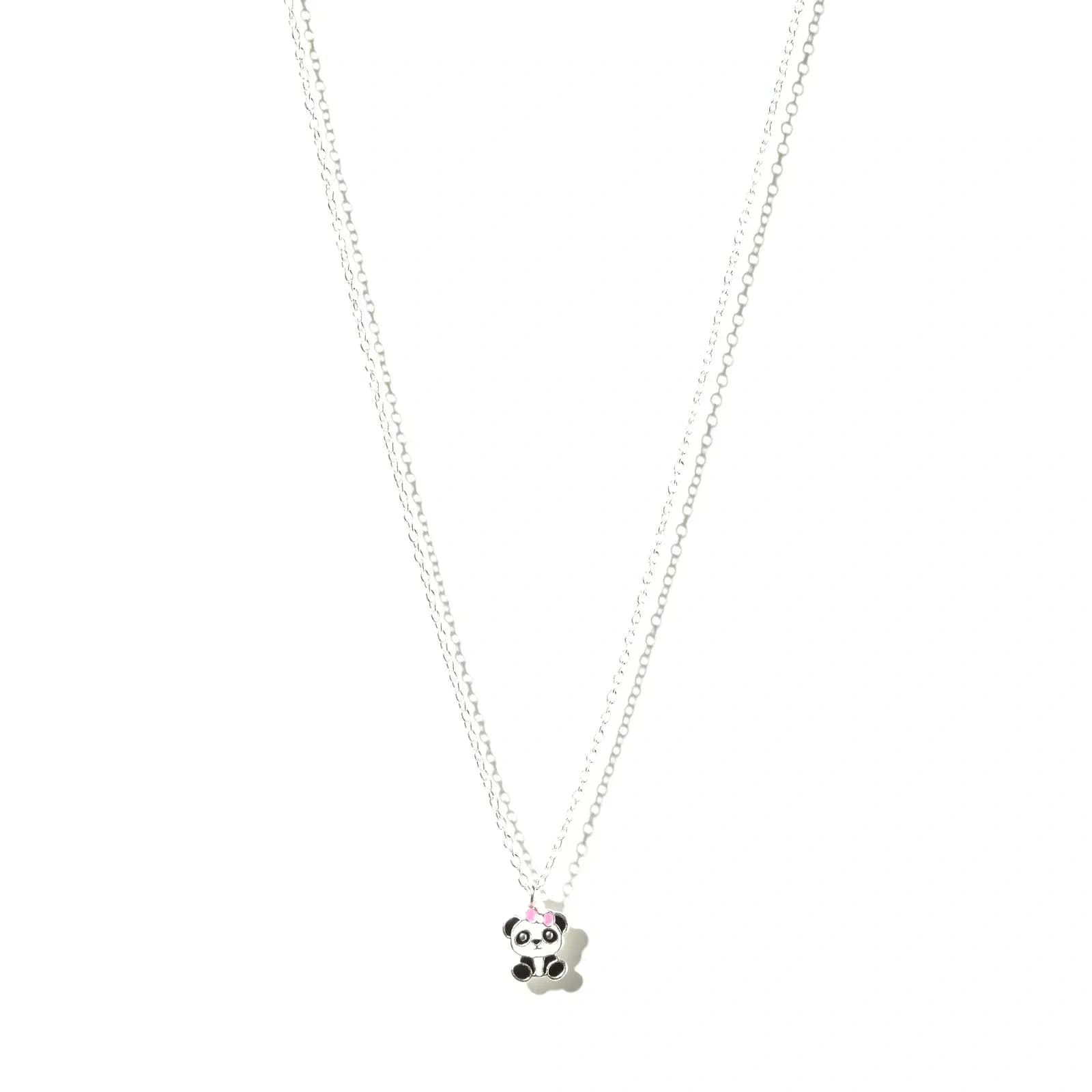 Silverhalsband för barn - panda, 36+3cm
