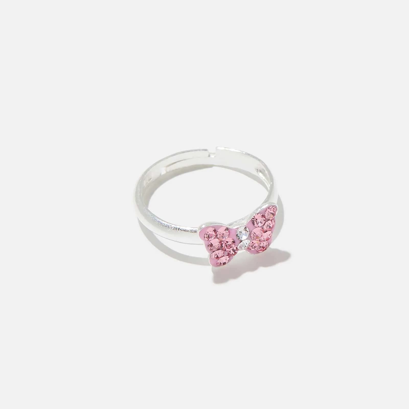 Silverring för barn - rosa fjäril 1