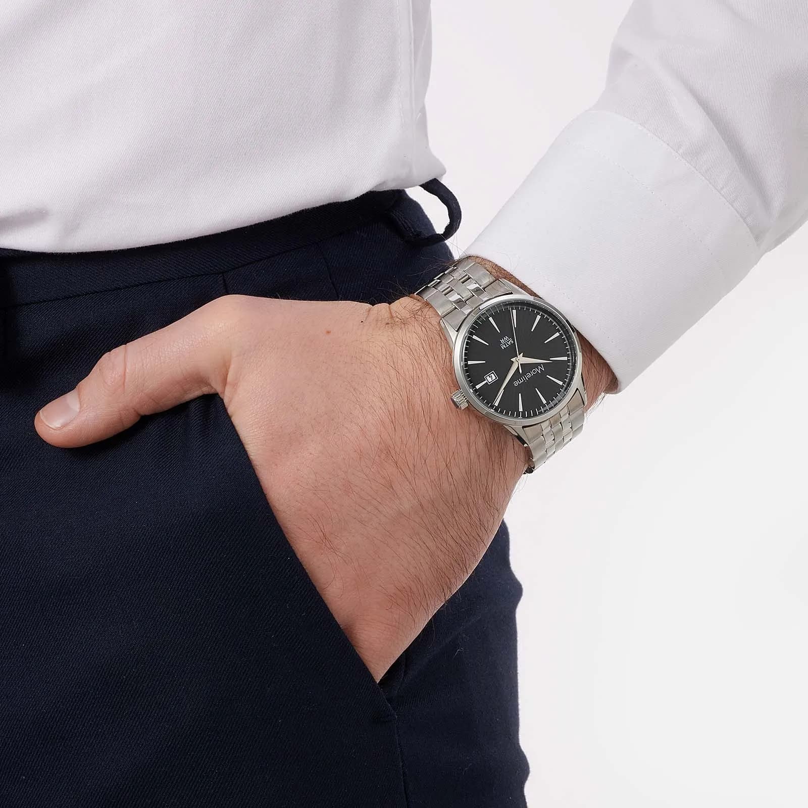Moretime herrklocka metall stål/svart - 38 mm 2