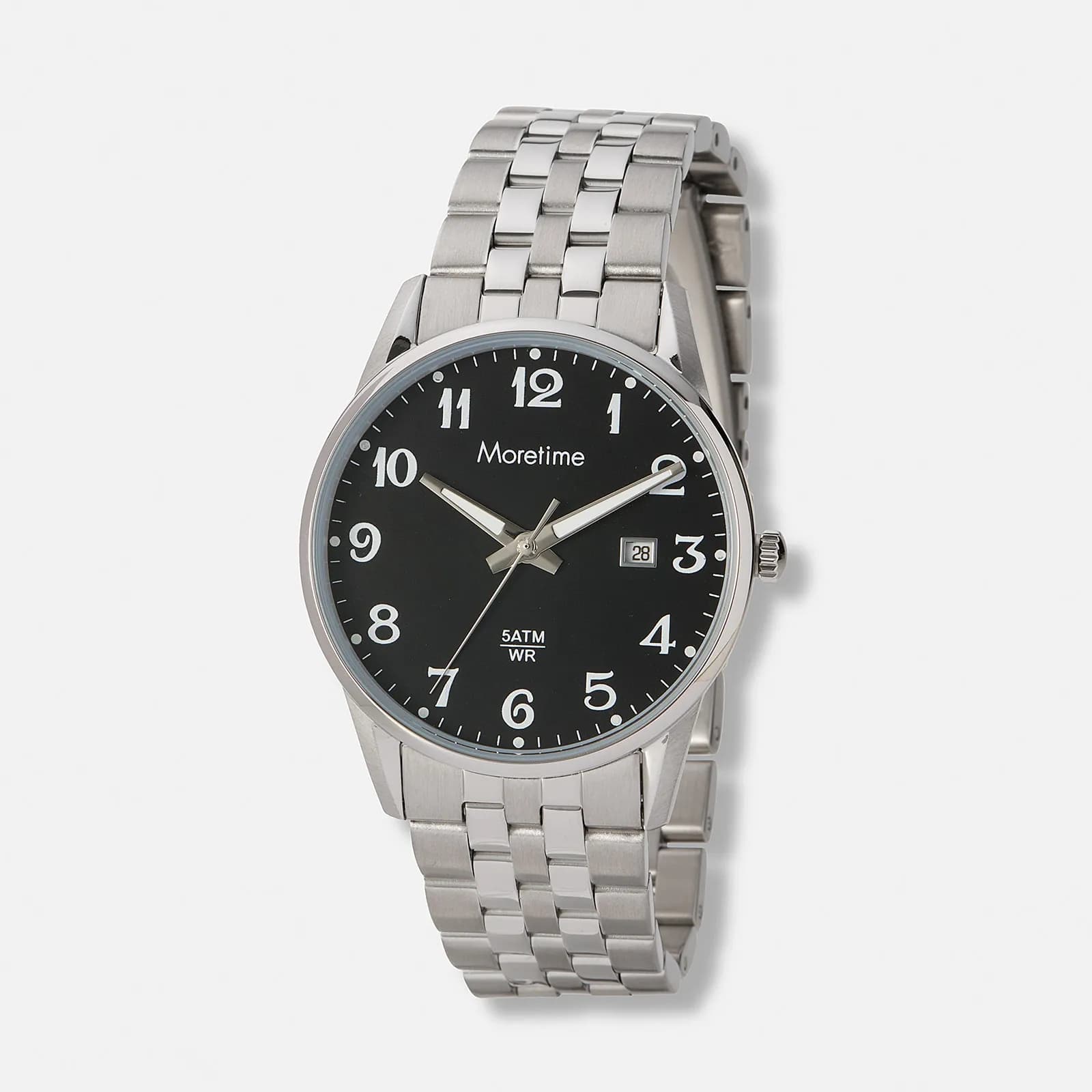 Moretime herrklocka metallband stål/svart - 38 mm