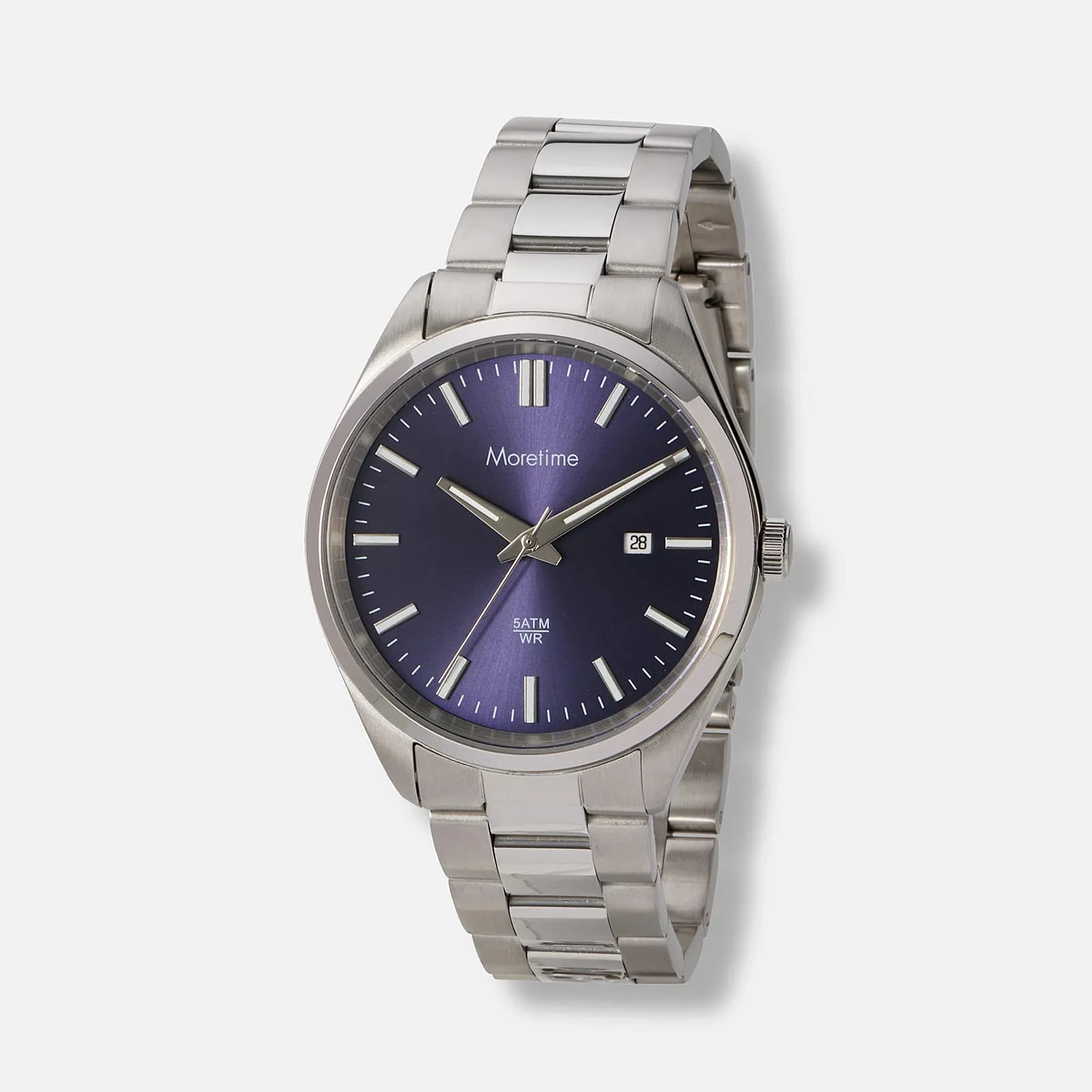 Moretime herrklocka metallband stål/blå - 40 mm