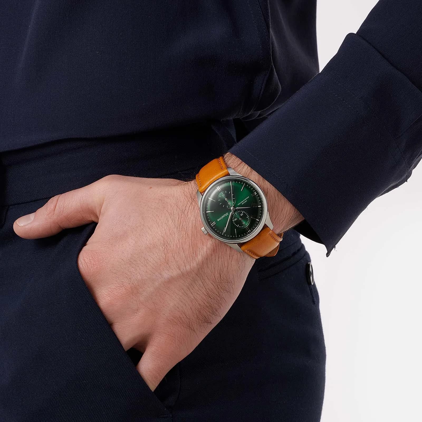 Moretime herrklocka multifunction brun/grön - 40 mm 2