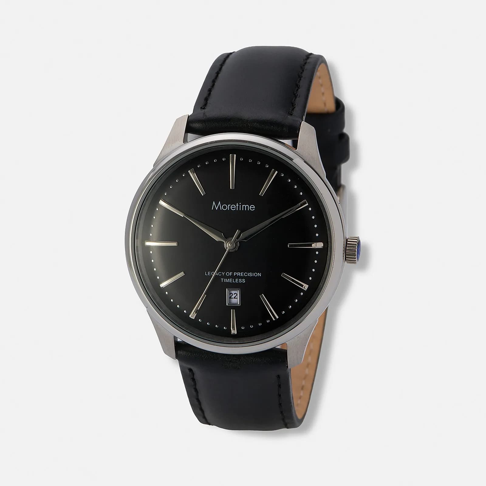 Moretime herrklocka läderband svart/svart - 40 mm