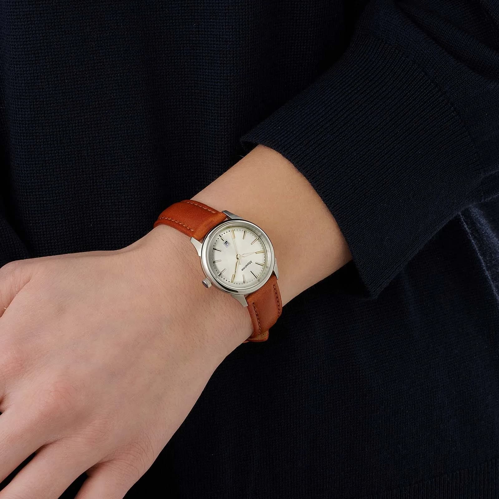 Mortime damklocka läderband - brun/silver 30mm 2