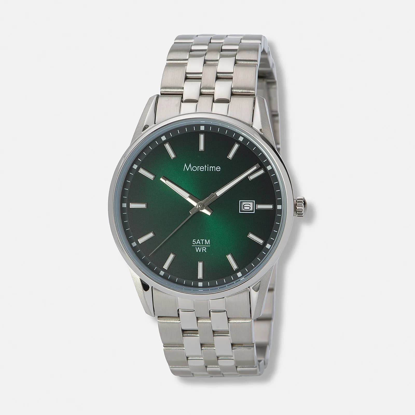 Moretime herrklocka metallband stål/grön - 38 mm