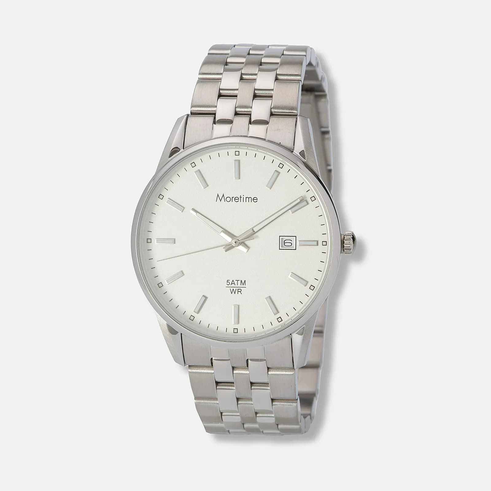 Moretime herrklocka metallband stål/vit - 38 mm