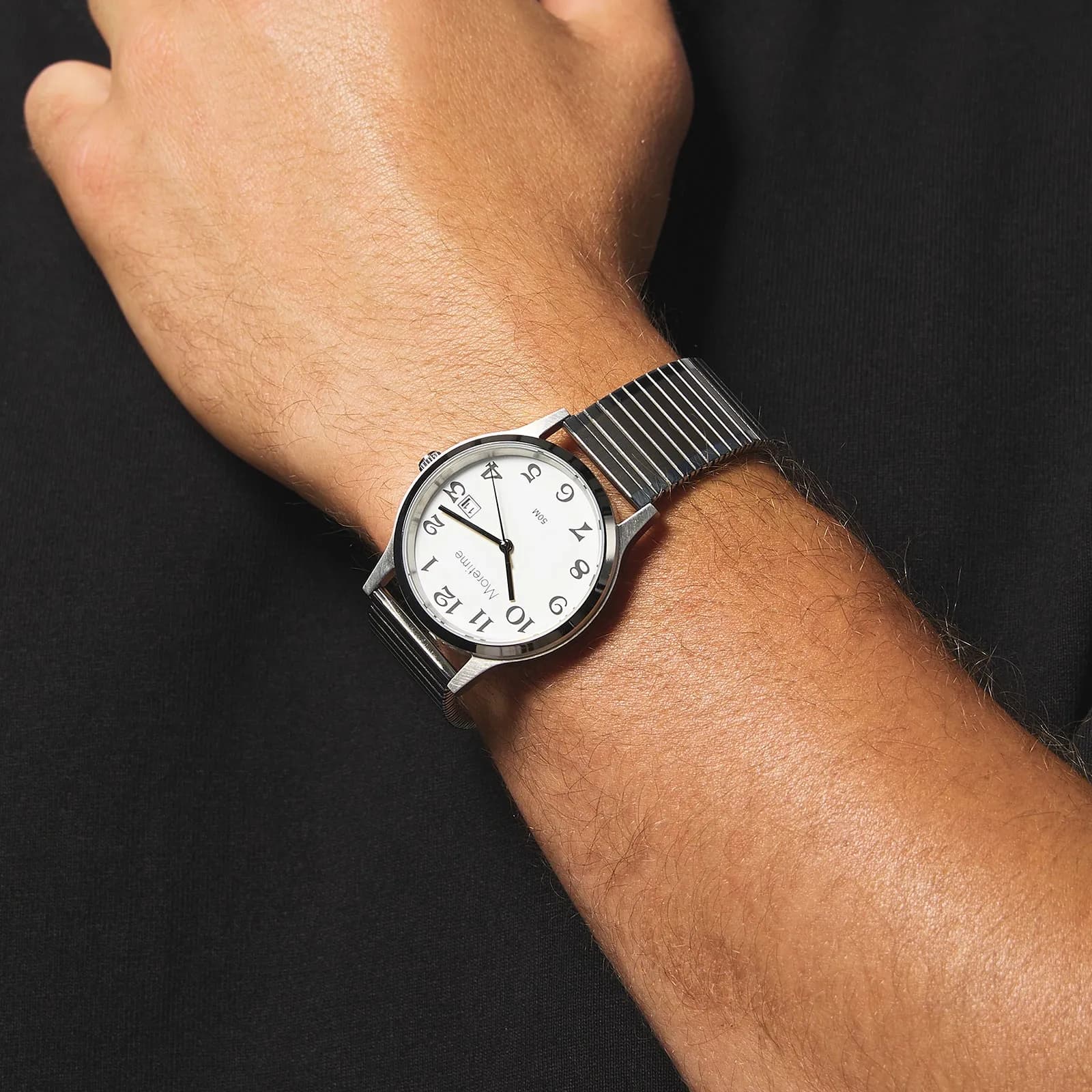 Moretime herrklocka - flexband, silver/vit 2
