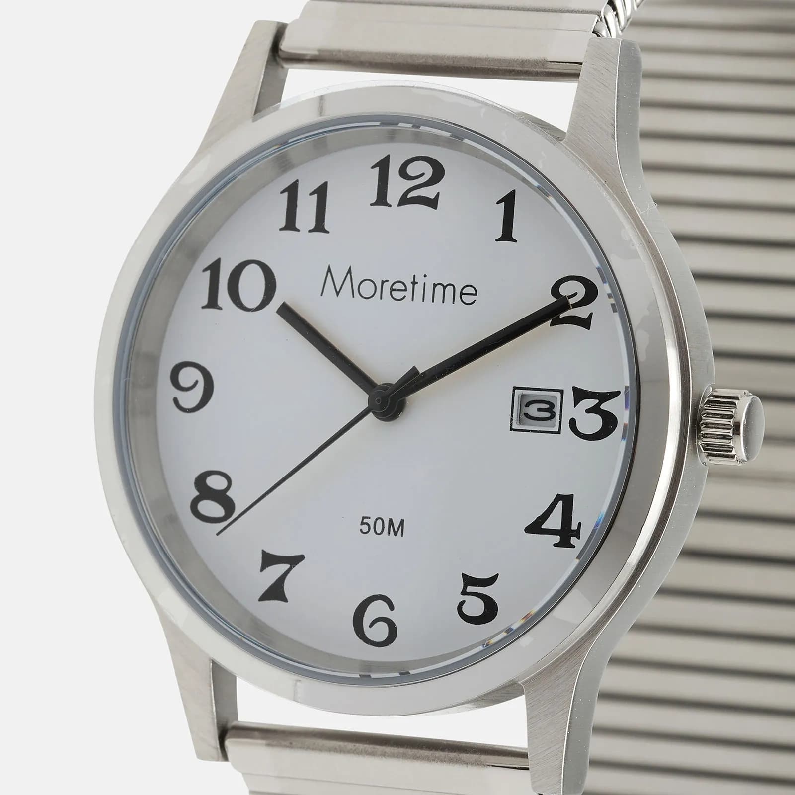 Moretime herrklocka - flexband, silver/vit 5