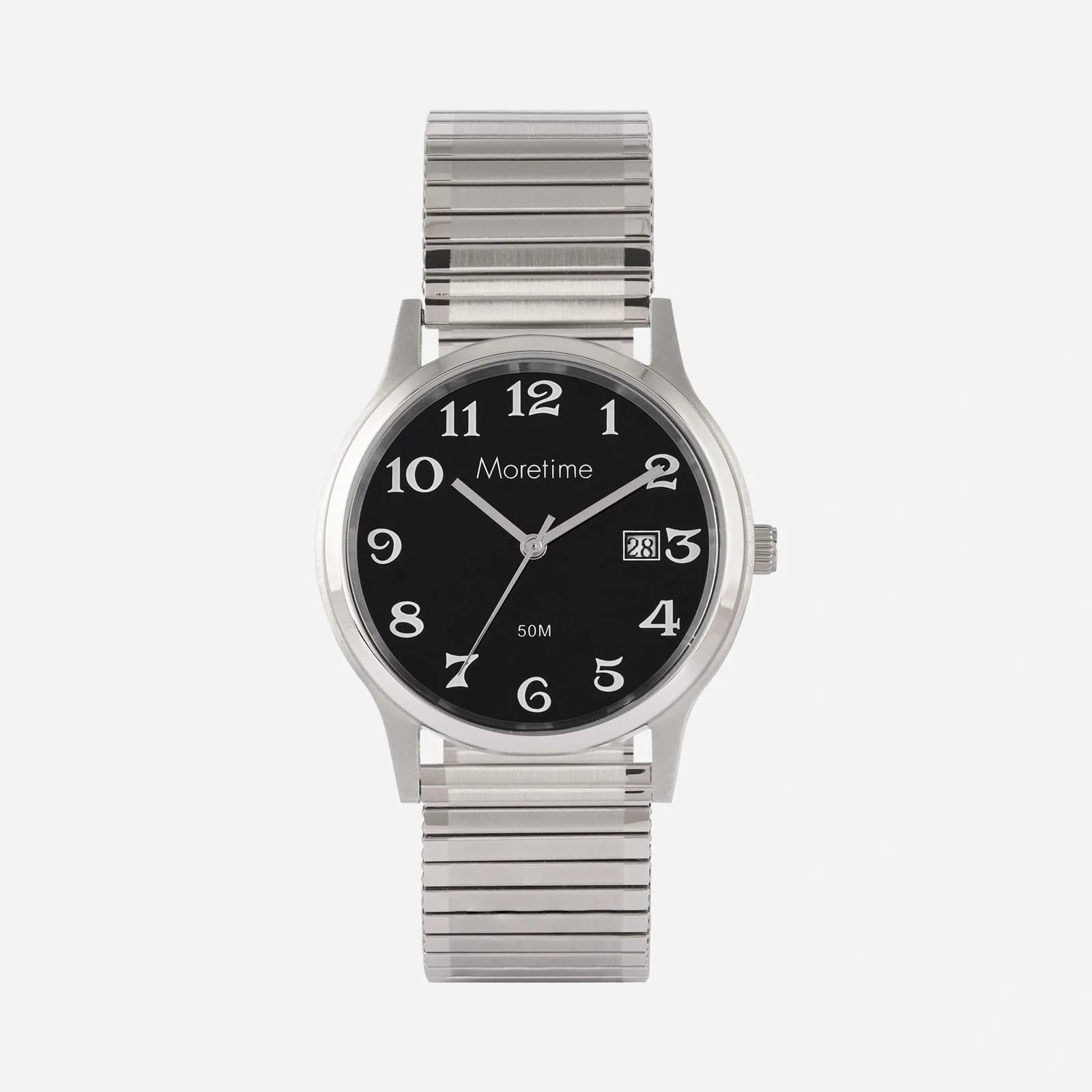 Moretime herrklocka - flexband, silver/svart, 38 mm