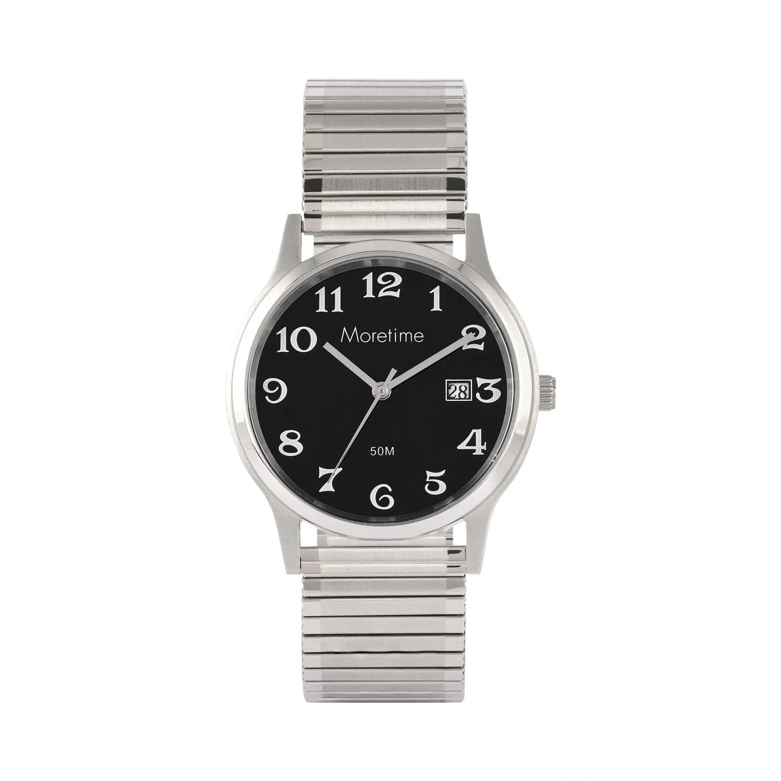 Moretime herrklocka - flexband, silver/svart, 38 mm